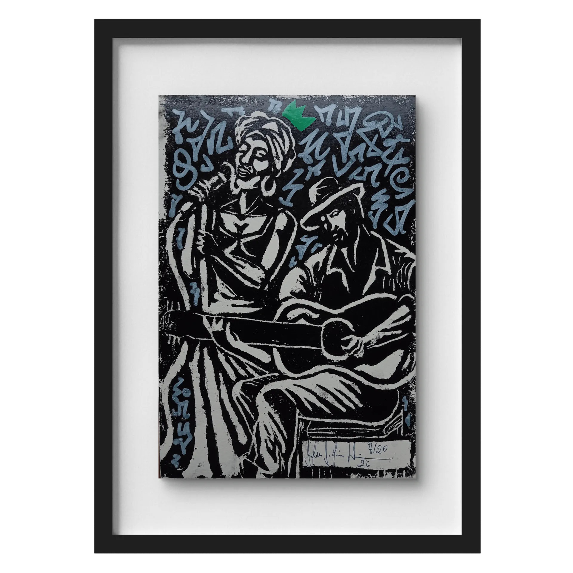 Quadro A3 Canto, Coroa e Violão Com Vidro - Imagem 1