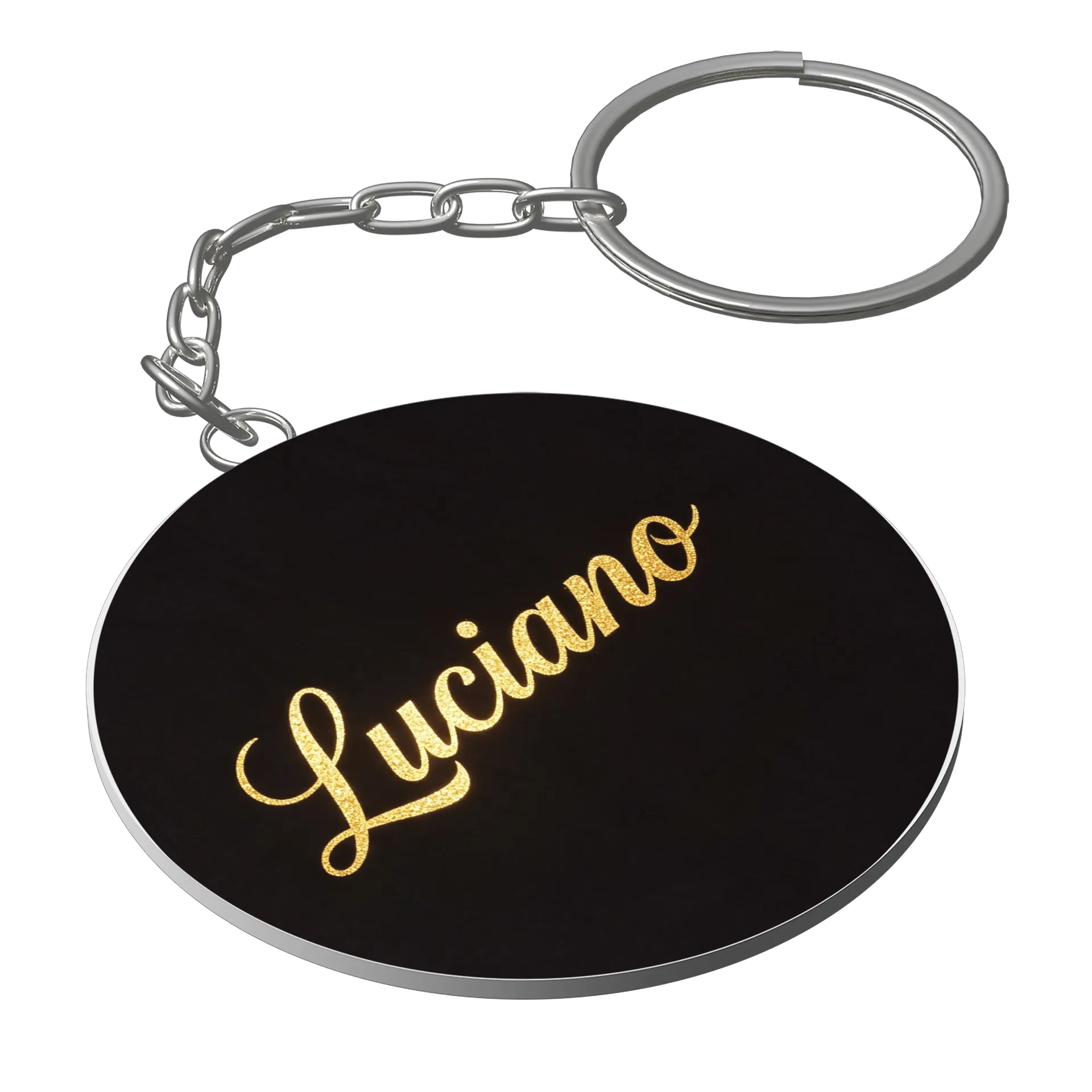 Chaveiro MDF Luciano Estampa Dourado Script - Imagem 1