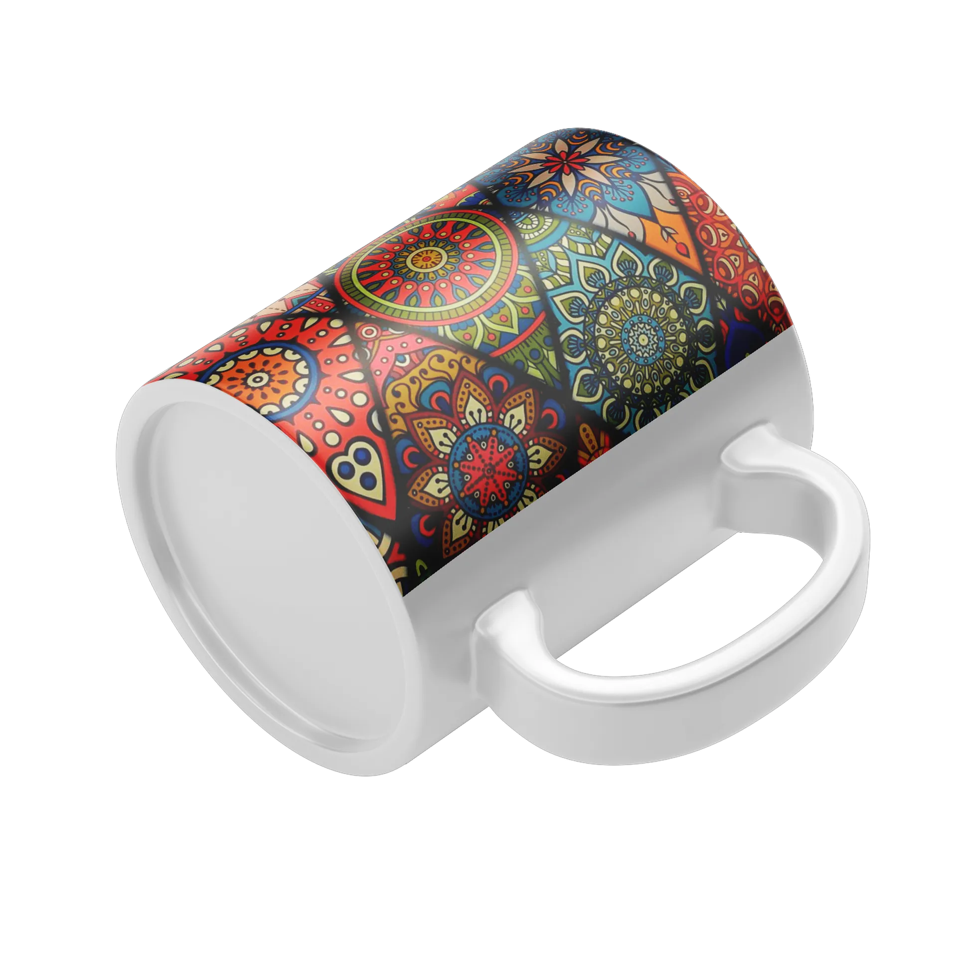 Caneca Porcelana Mandala Colorida 325ml - Imagem 4