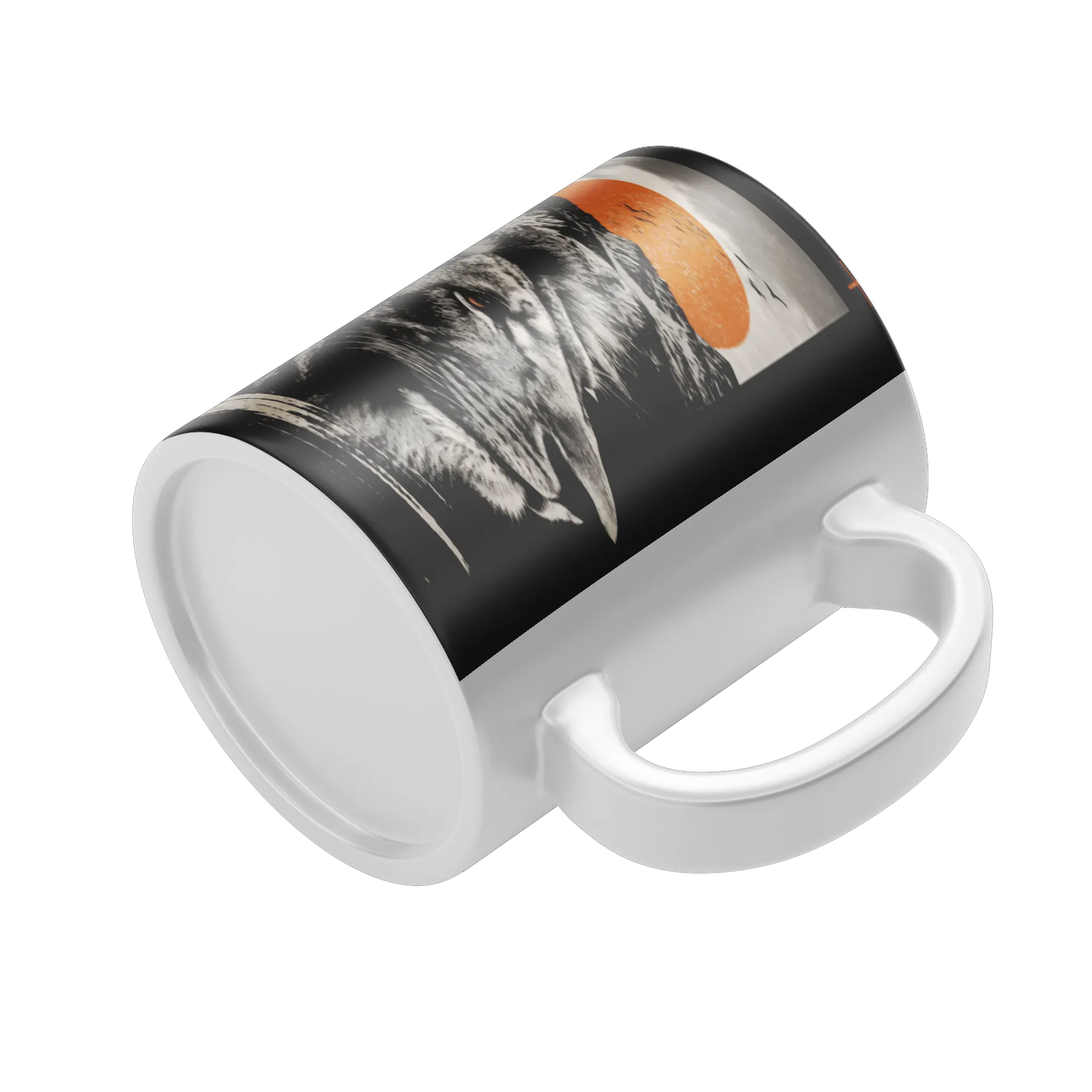 Caneca Porcelana Leão Montanha Branco 325ml - Imagem 4