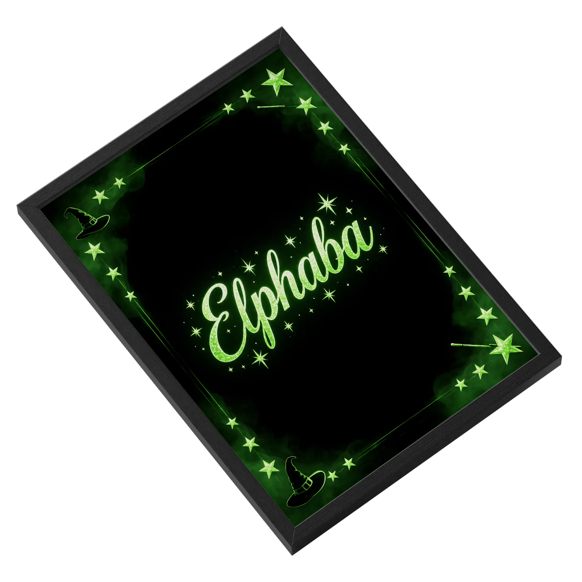 Quadro Elphaba Verde Neon A3 com Vidro MDF e Vidro - Imagem 2