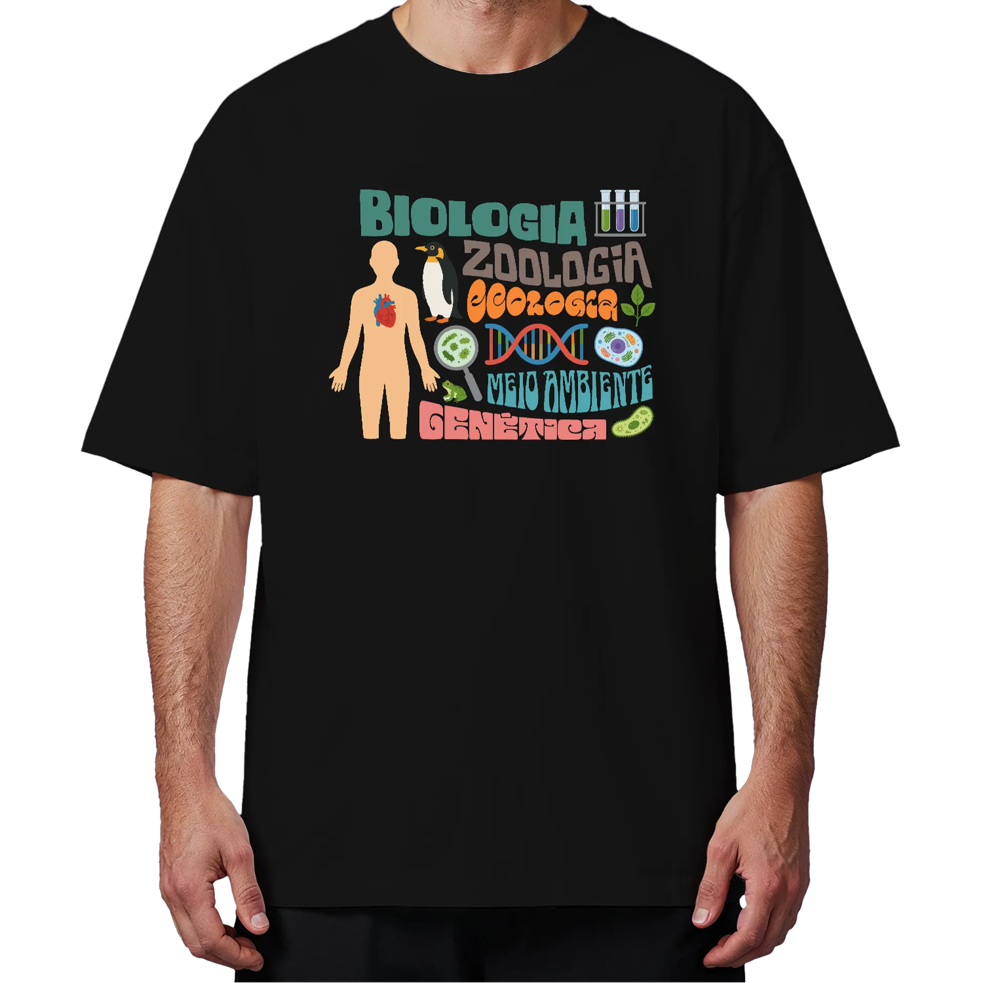 Camiseta Oversized Biologia Zoologia Ecologia Preto - Imagem 4