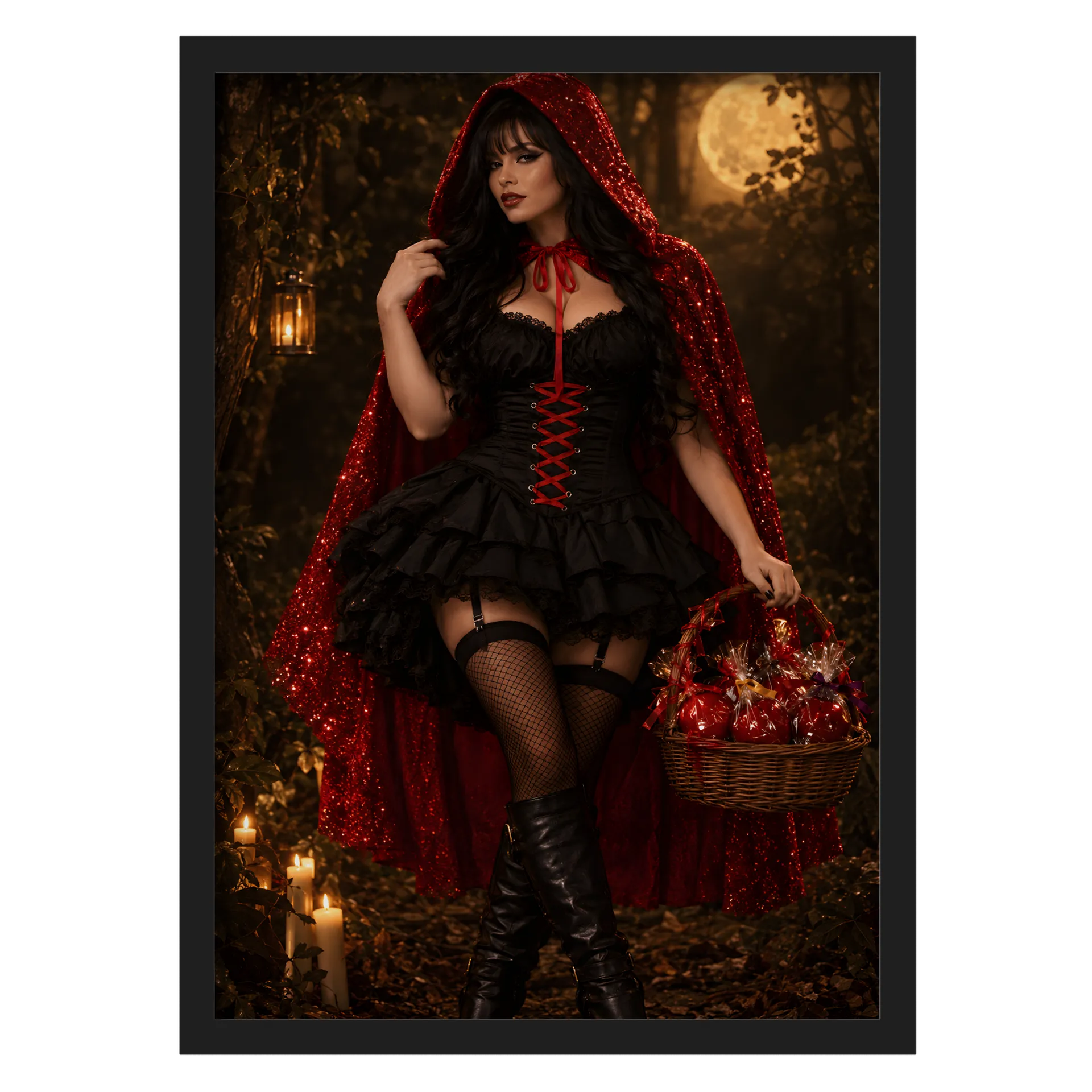 Quadro Chapeuzinho Vermelho Realista Capa Vermelha A3 - Imagem 1