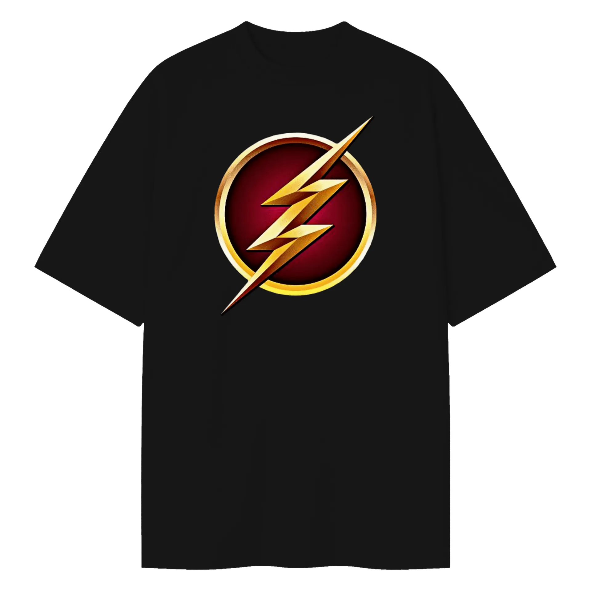 Camiseta Oversized Logotipo Flash Vermelho e Dourado 100% - Imagem 1