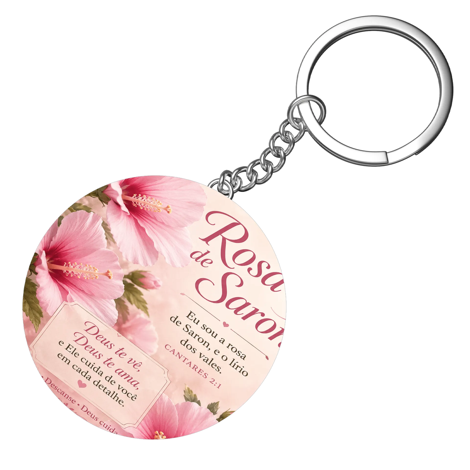 Chaveiro MDF Rosa de Saron Floral 5x5cm - Imagem 4