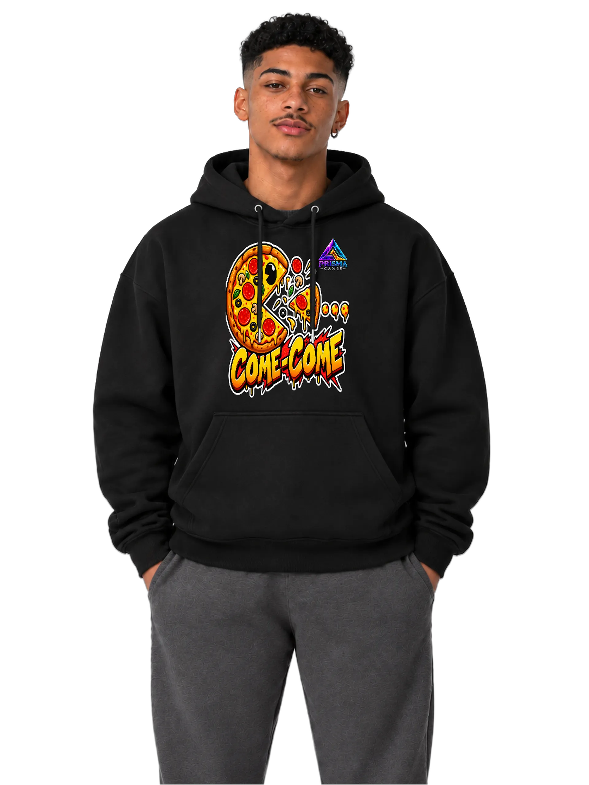 Blusa Moletom Pizza Cartunesca COME-COME Gamer Canguru - Imagem 3