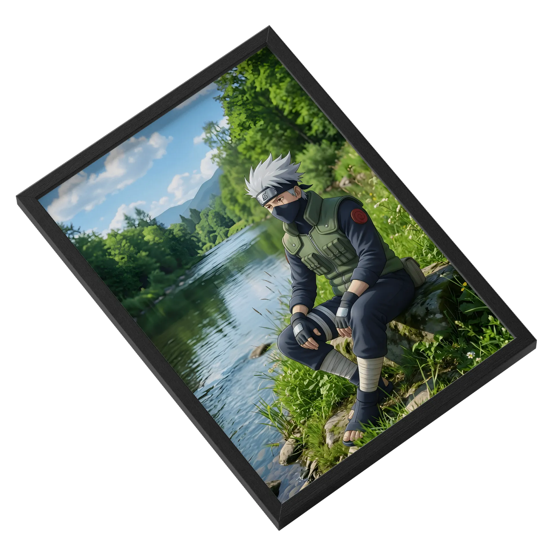 Quadro Kakashi Anime Rio e Floresta A3 Com Vidro - Imagem 2