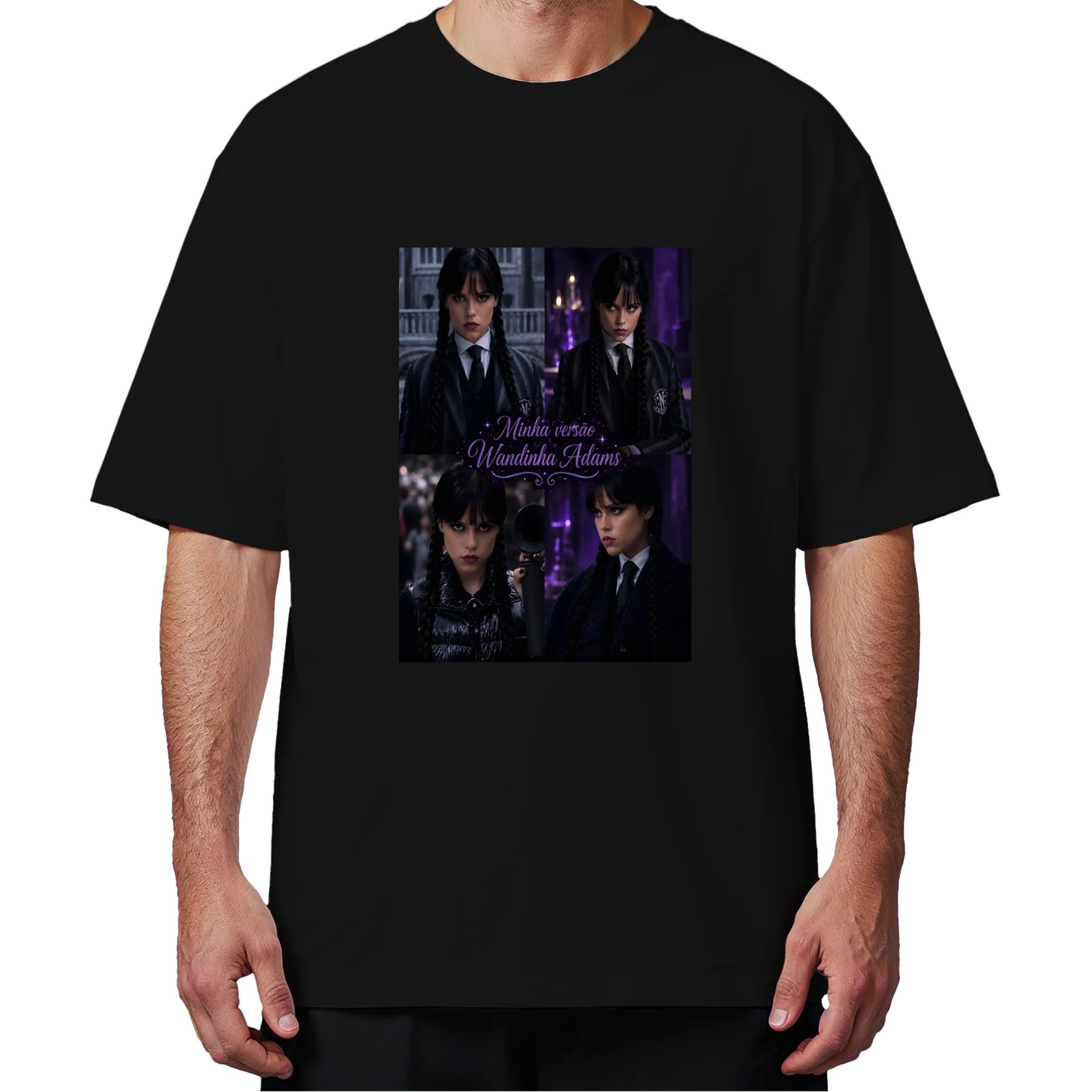 Camiseta Oversized Cosplay Adams Estampa Fotográfica Roxa - Imagem 4