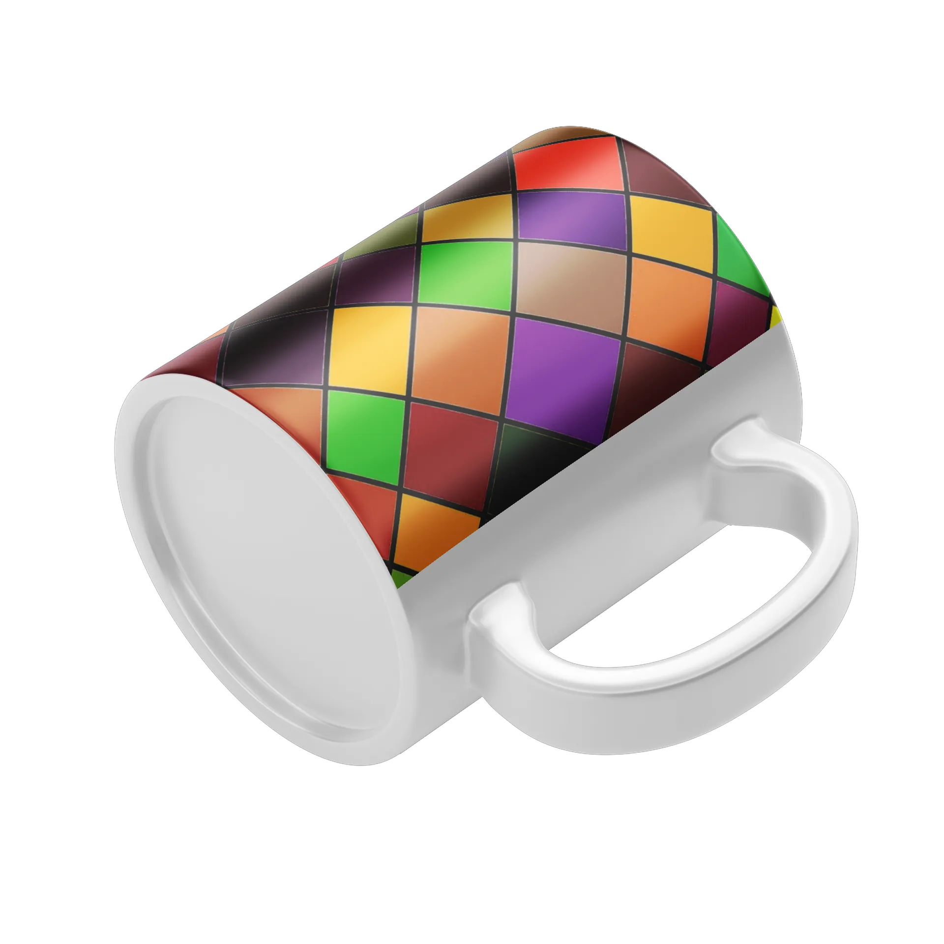 Caneca Porcelana Estampa Colorida Geométrica 325ml - Imagem 4