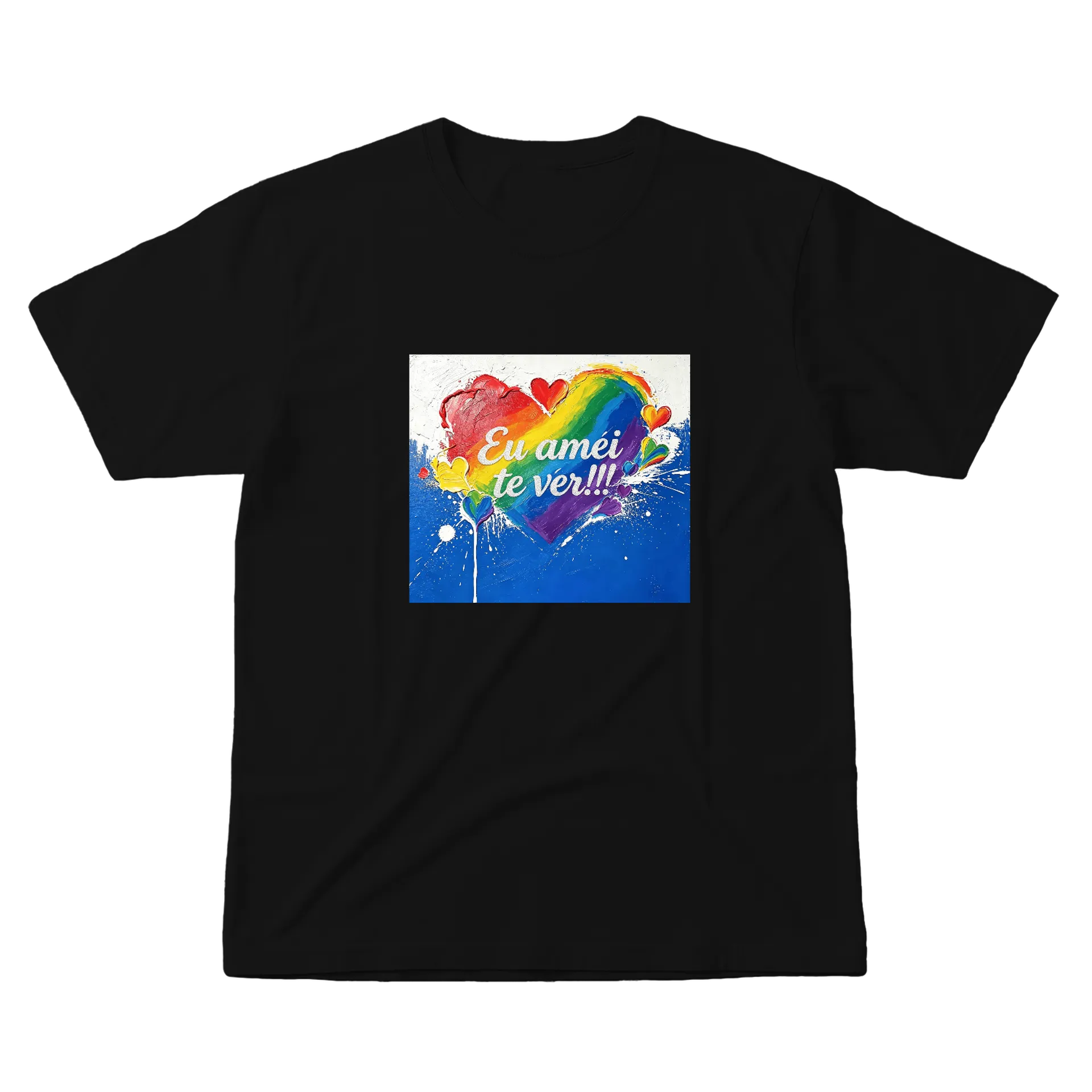Camiseta Estampa Coração Colorido 100% Algodão - Imagem 1