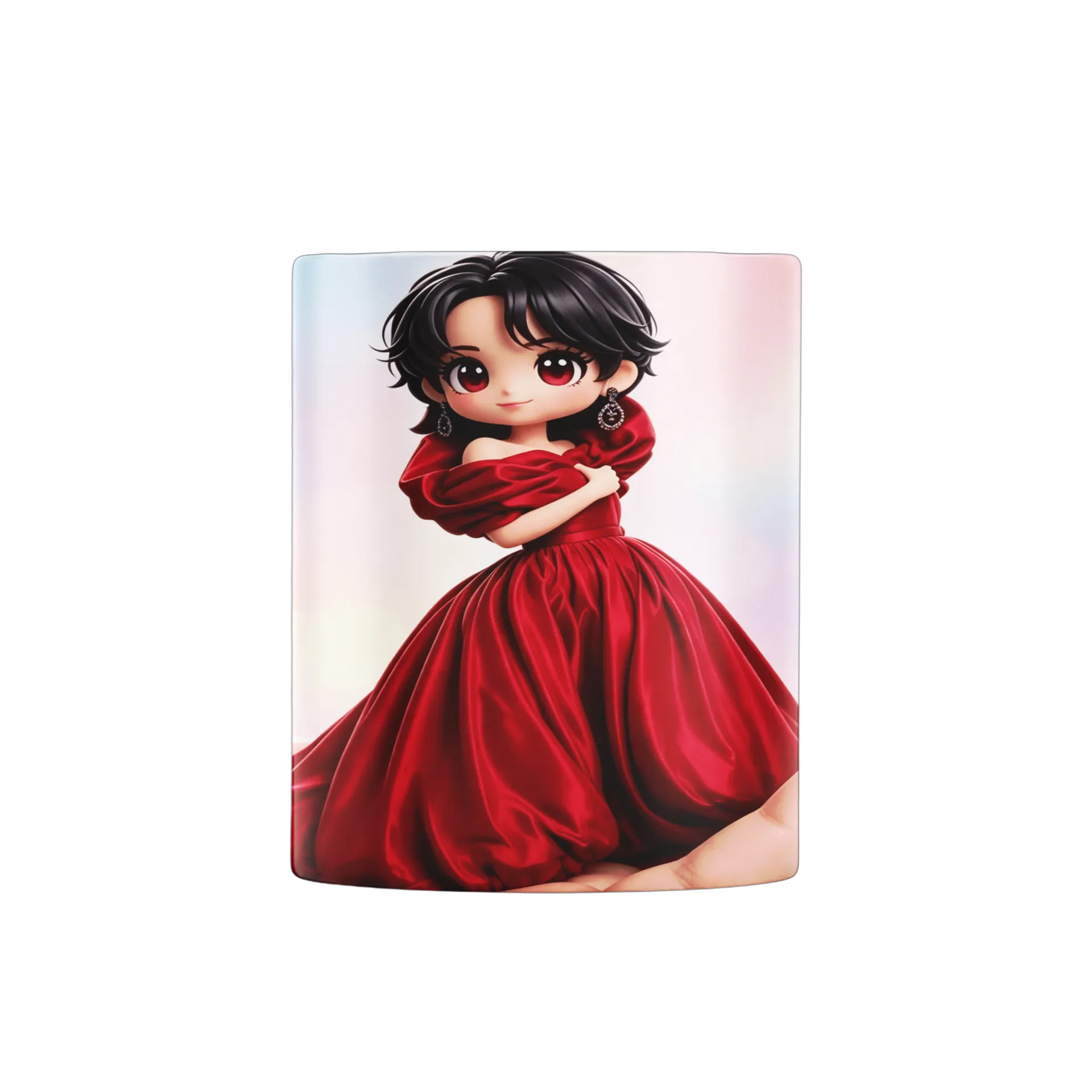 Caneca porcelana Estampa Boneca Princesa Vermelho 325ml - Imagem 3