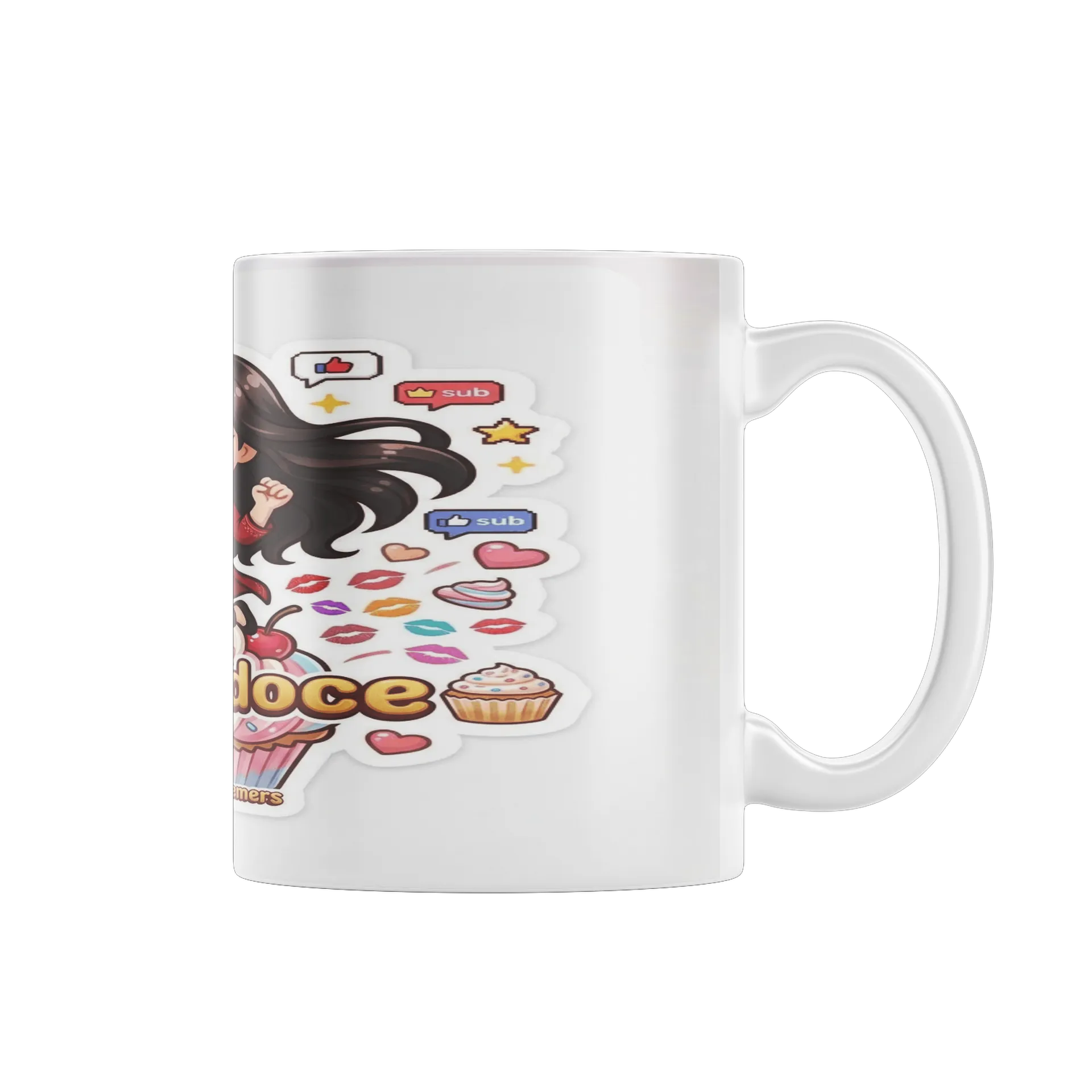 Caneca Porcelana Personagem Cartoon Beijo Doce 325ml - Imagem 2