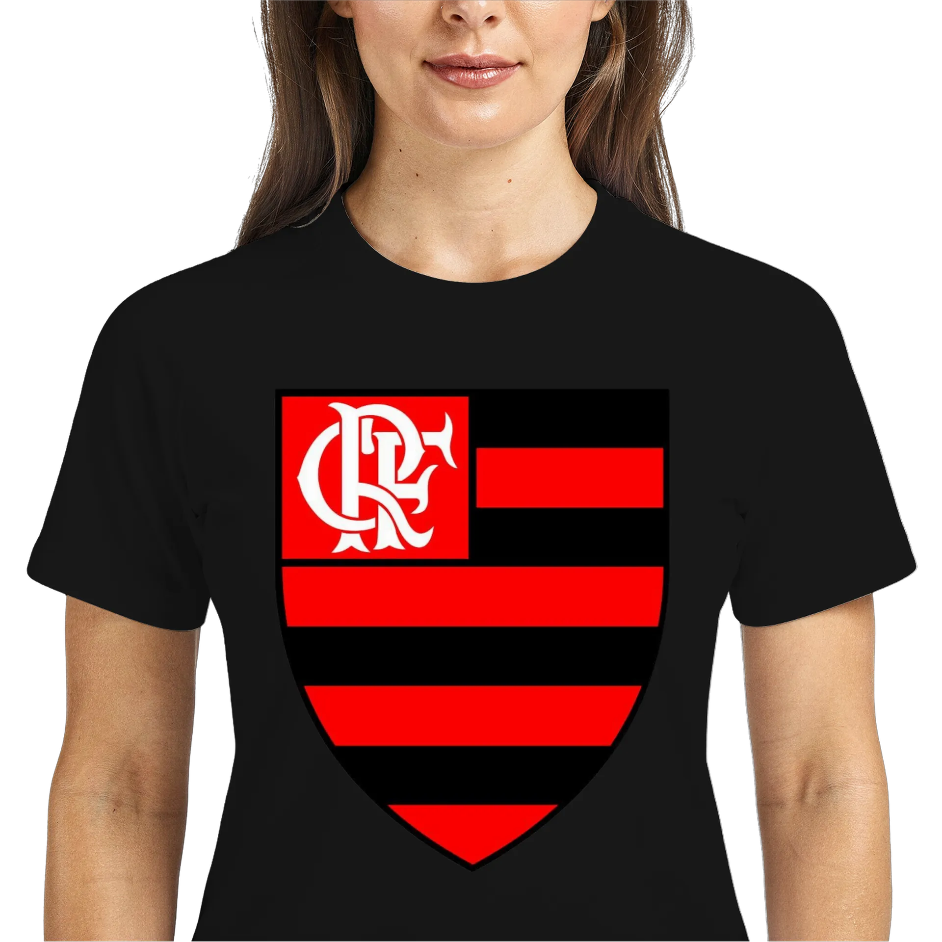 Camiseta Dry Fit Escudo Flamengo Vermelho e Preto 100% - Imagem 3