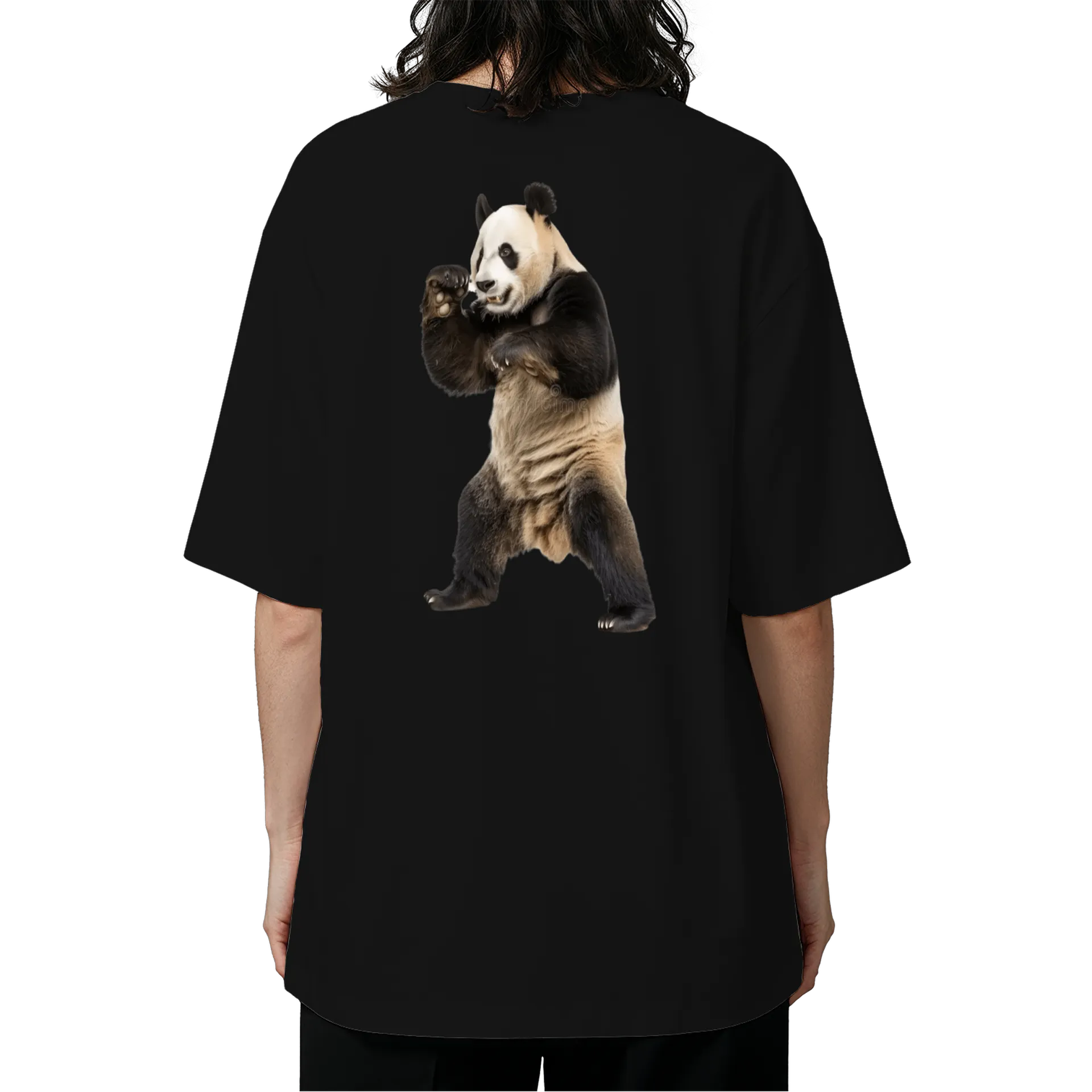 Camiseta Oversized Panda Lutador de Judô Realista preta - Imagem 5