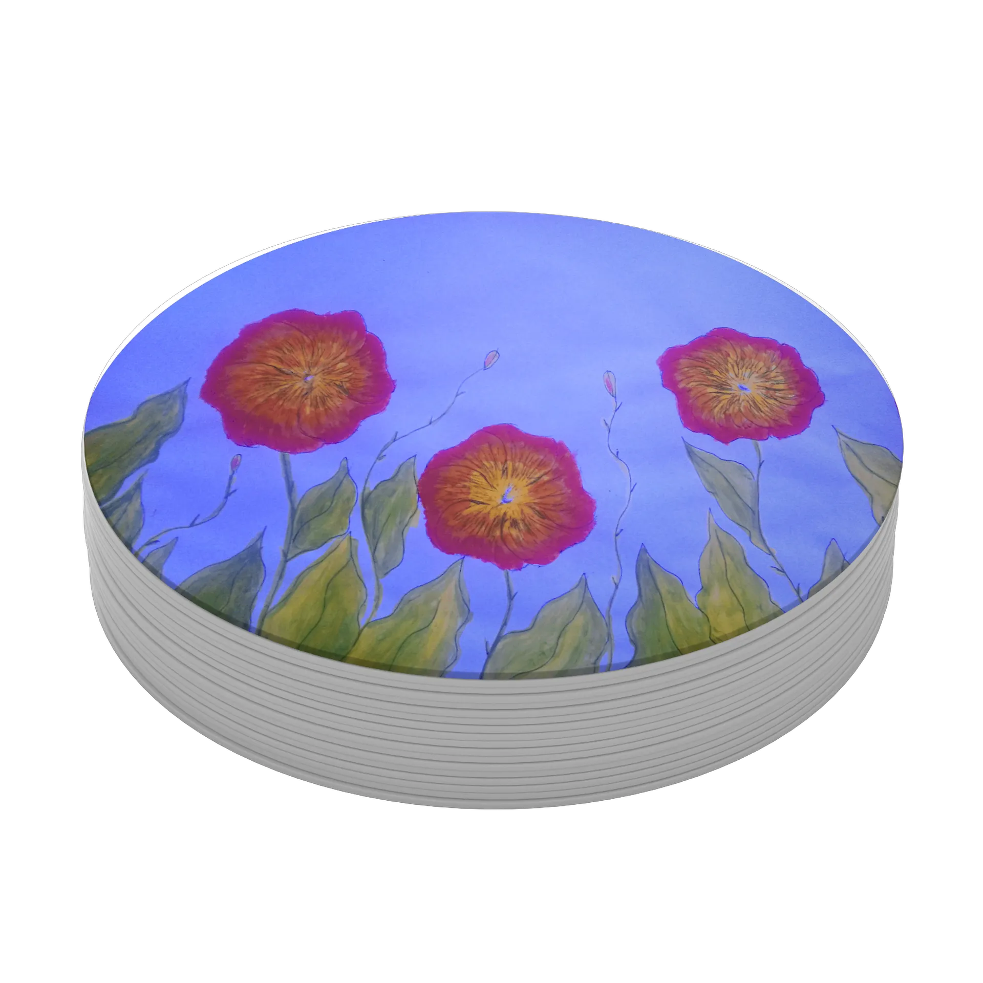 Porta-copo Flores Laranja e Roxas em MDF - Imagem 3