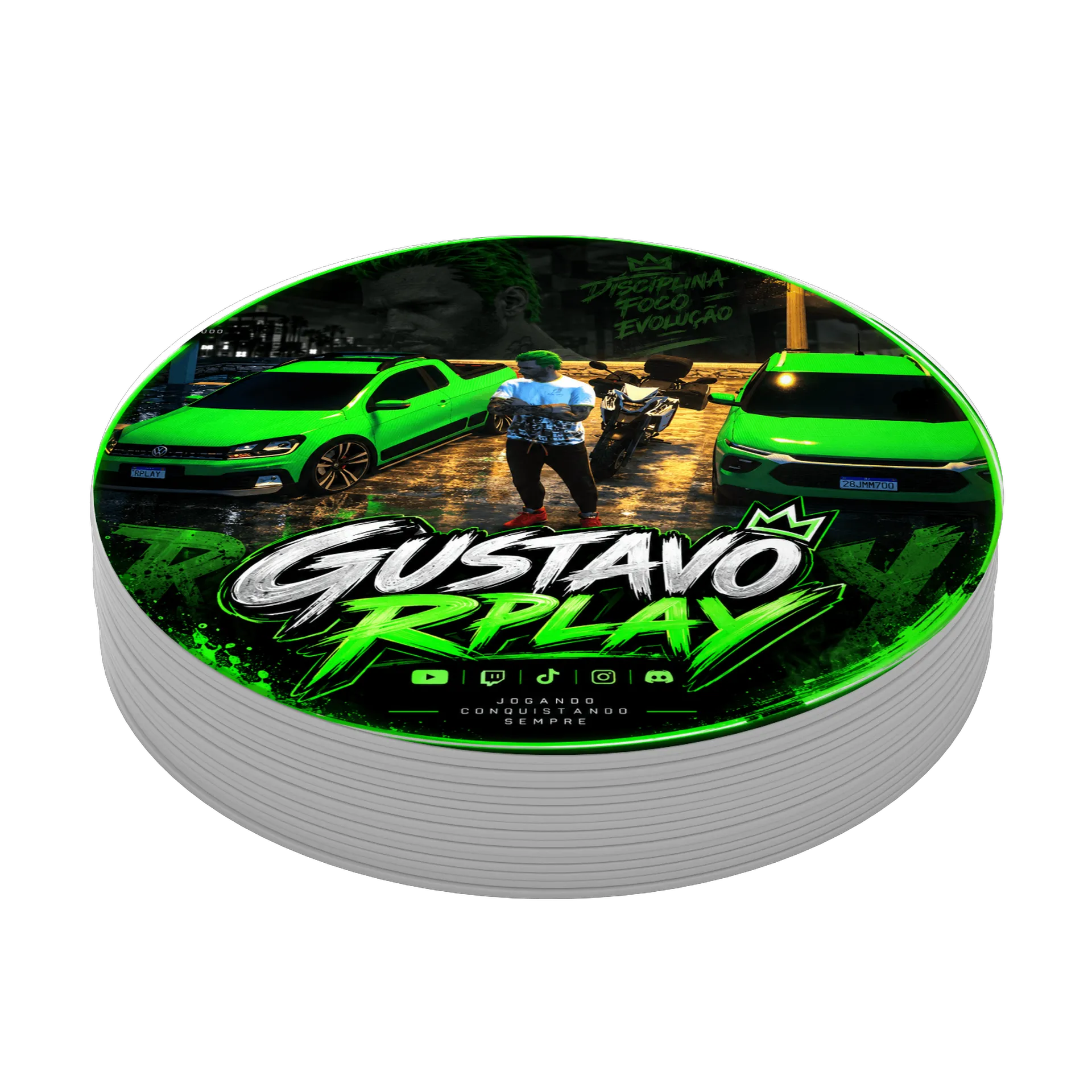 Porta-copo Neon Gustavo Rplay MDF - Imagem 3
