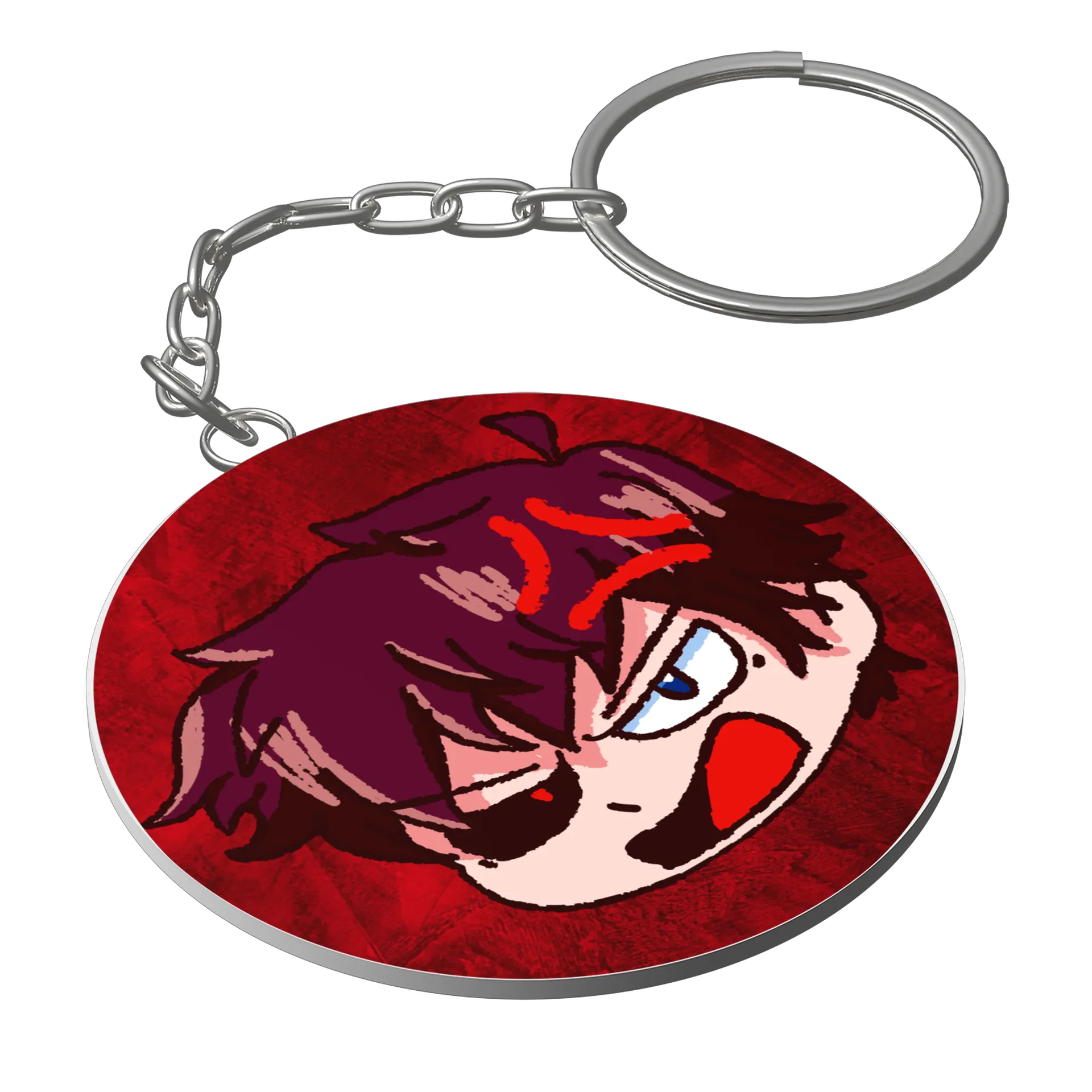 Chaveiro MDF Emote WX Raivoso C/ Fundo Vermelho - Imagem 1