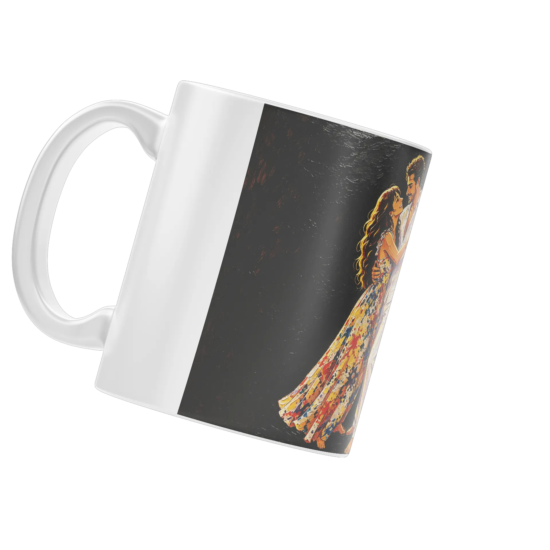 Caneca Porcelana Casal Dançando Estampa Pintura 325ml - Imagem 4