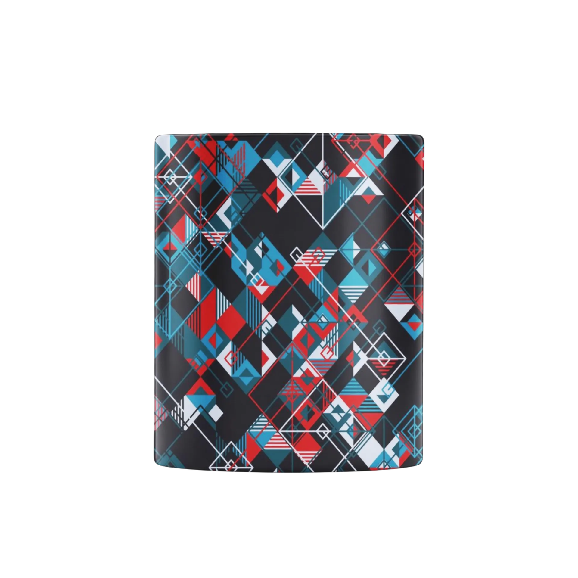 Caneca Porcelana Geometria Vermelho Azul Branco 325ml - Imagem 2
