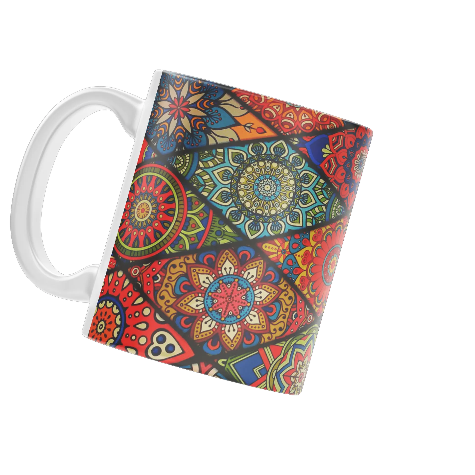 Caneca Porcelana Mandala Colorida 325ml - Imagem 3