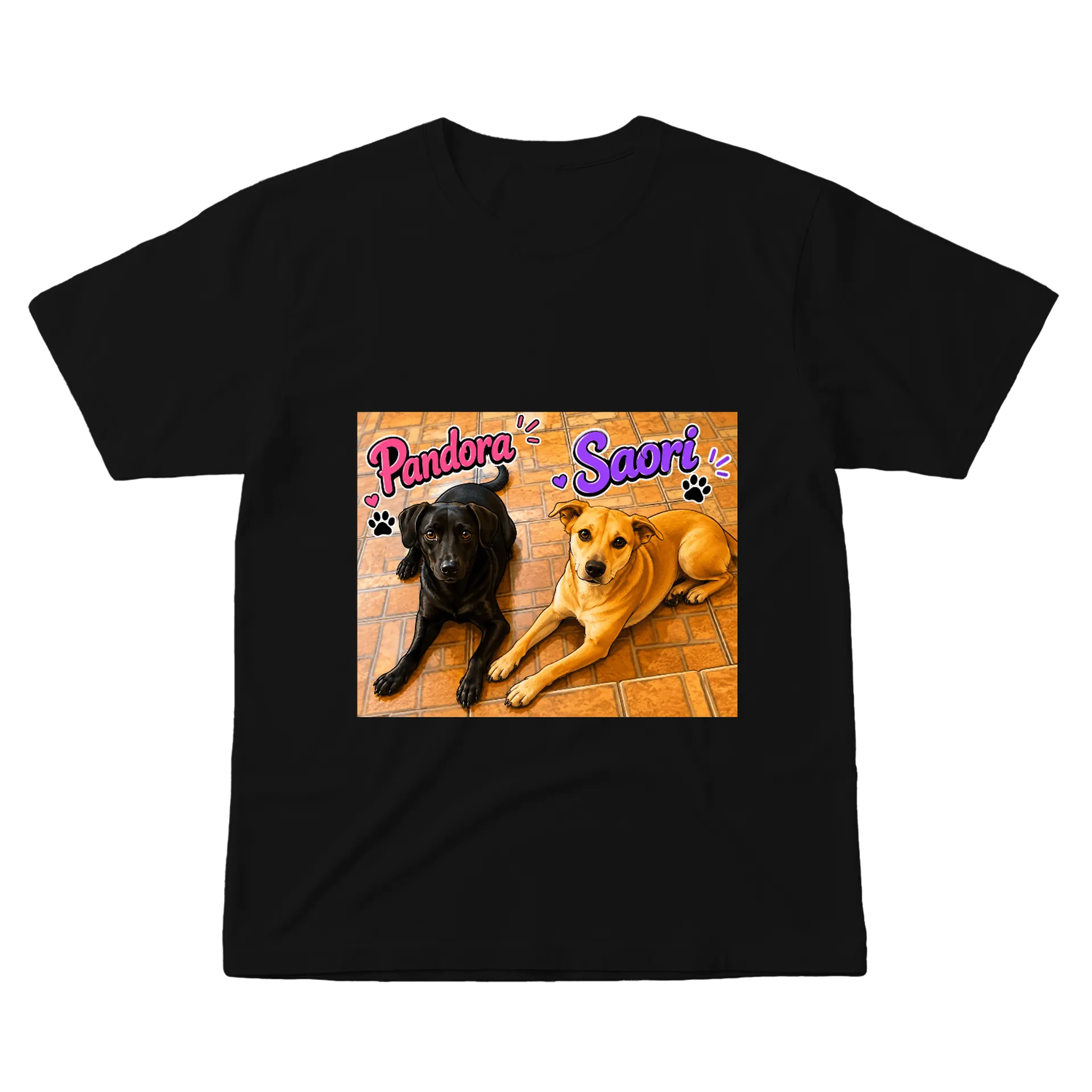 Camiseta Estampa Cães Pandora e Saori 100% Algodão - Imagem 1