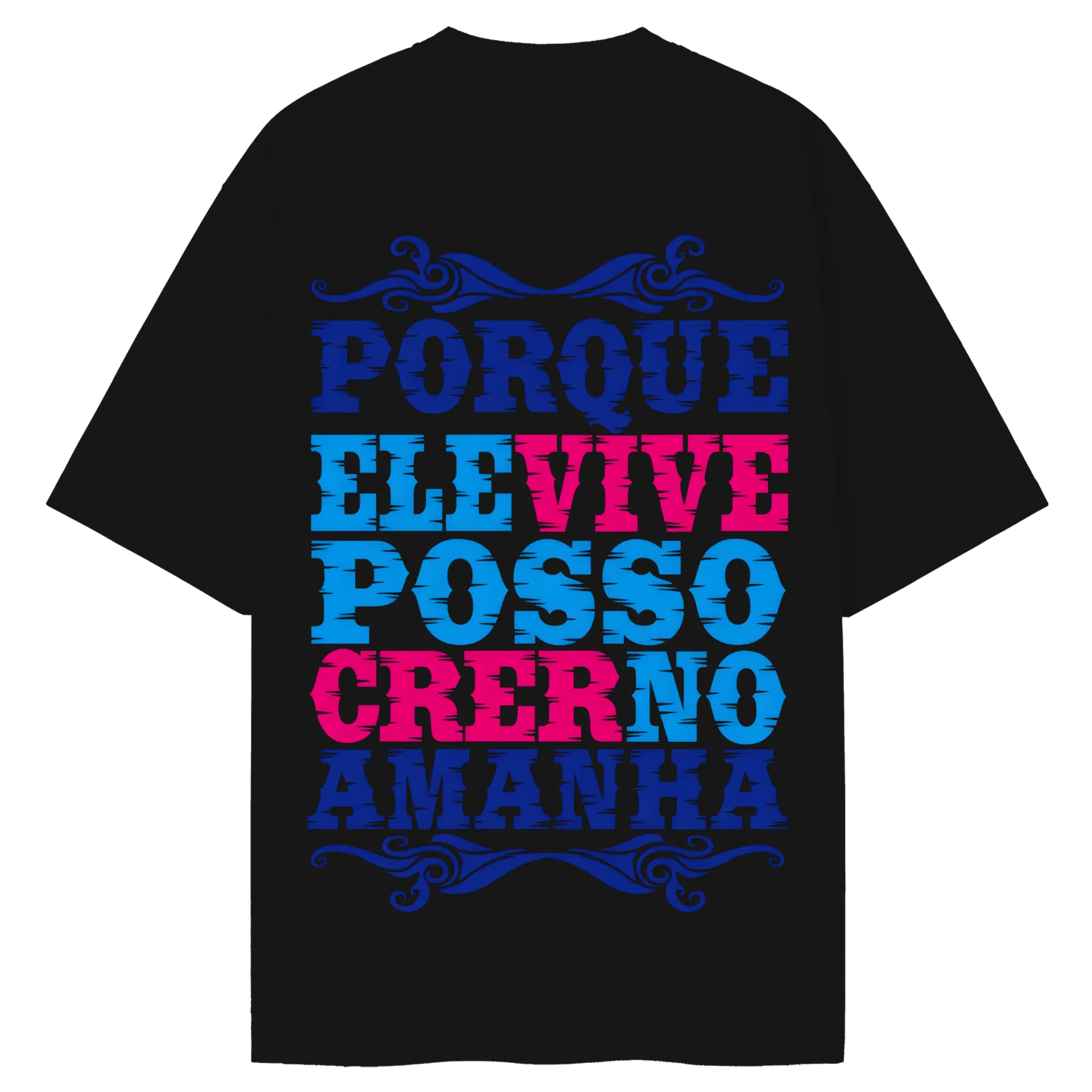 Camiseta Oversized Estampa Tipográfica Porquê Ele Vive de psbwellington — imagem 2 de 6