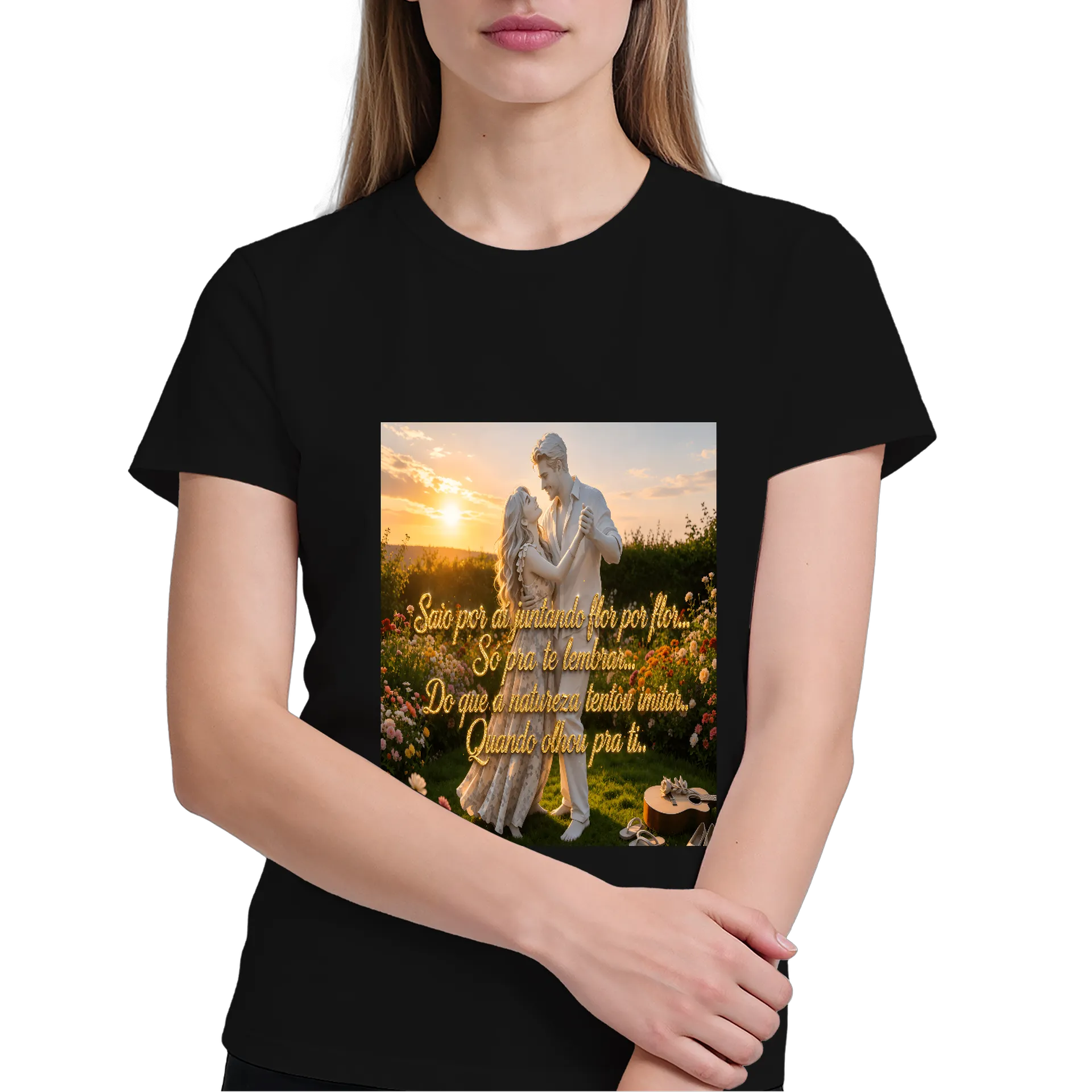 Camiseta Frase Flor no Campo Ouro - Imagem 3