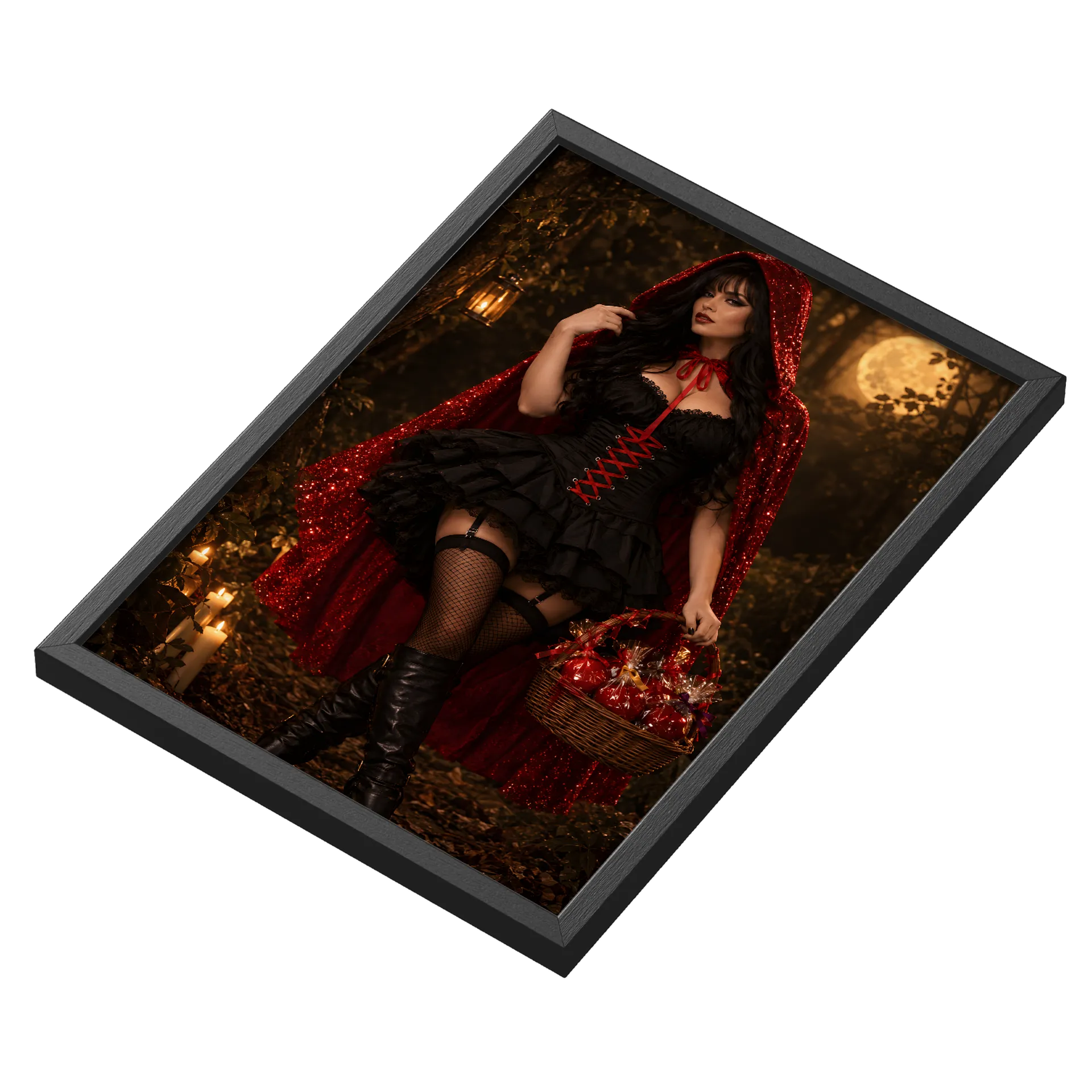 Quadro Chapeuzinho Vermelho Realista Capa Vermelha A3 - Imagem 3