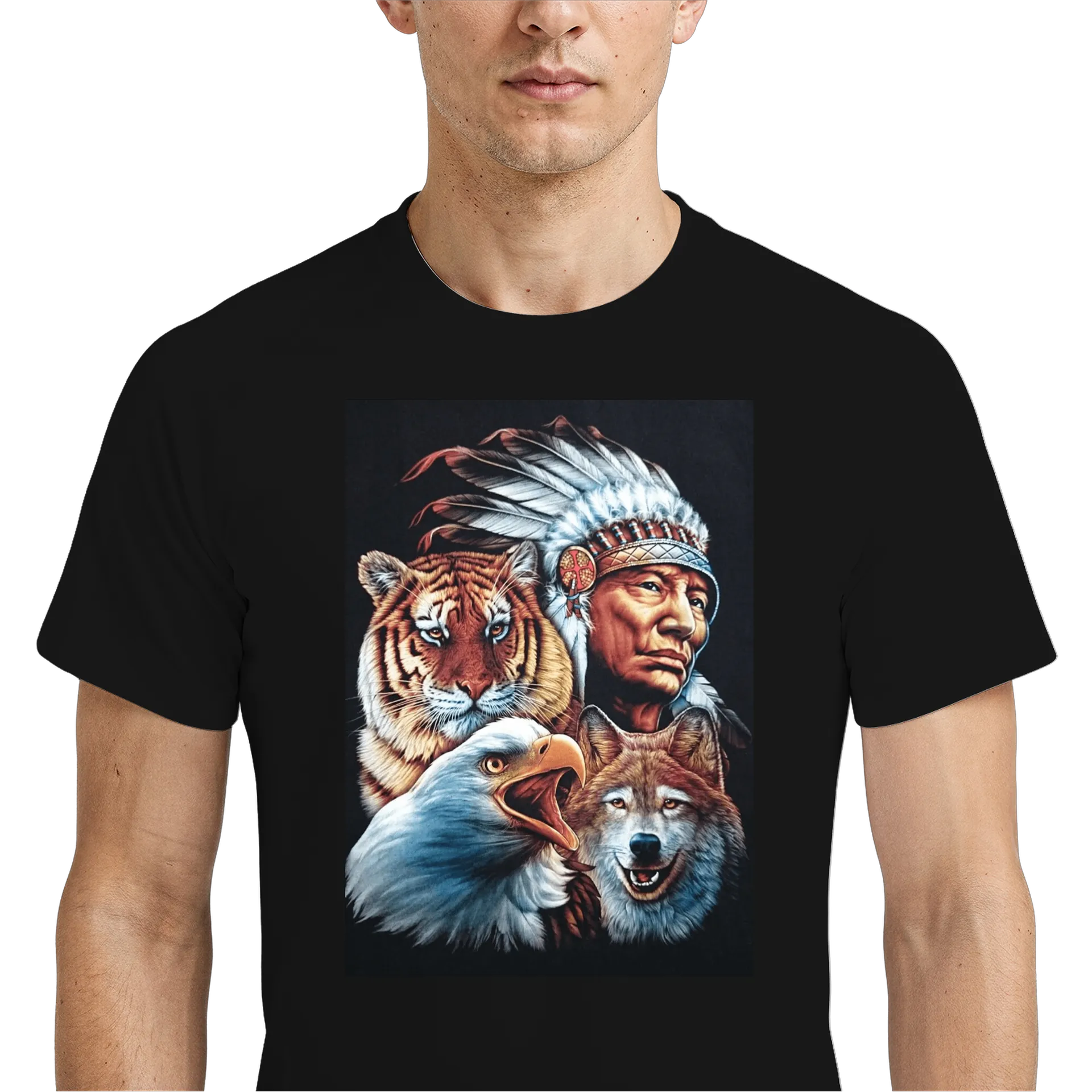 Camiseta DryFit Polyester Índio, Tigre, Lobo e Águia - Imagem 4