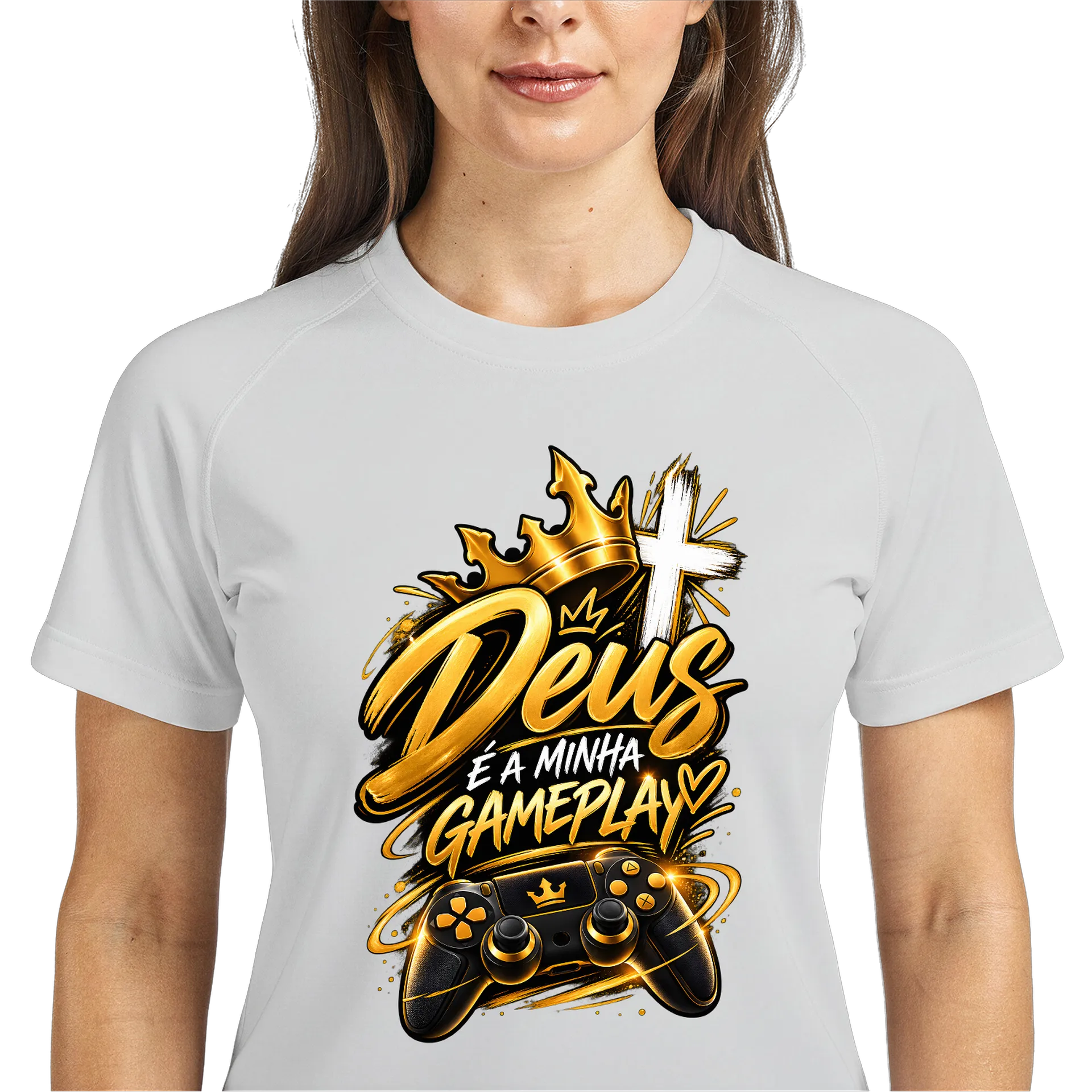 Camiseta Dry Fit Deus é a Minha Gameplay Respirável de LivesDoPapai — imagem 3 de 6