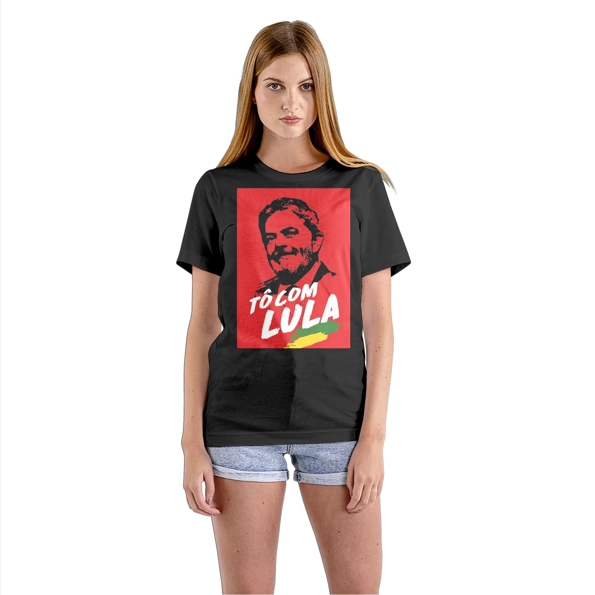 Camiseta Babylook Tô Com Lula Estampa Tipográfica 100% - Imagem 3