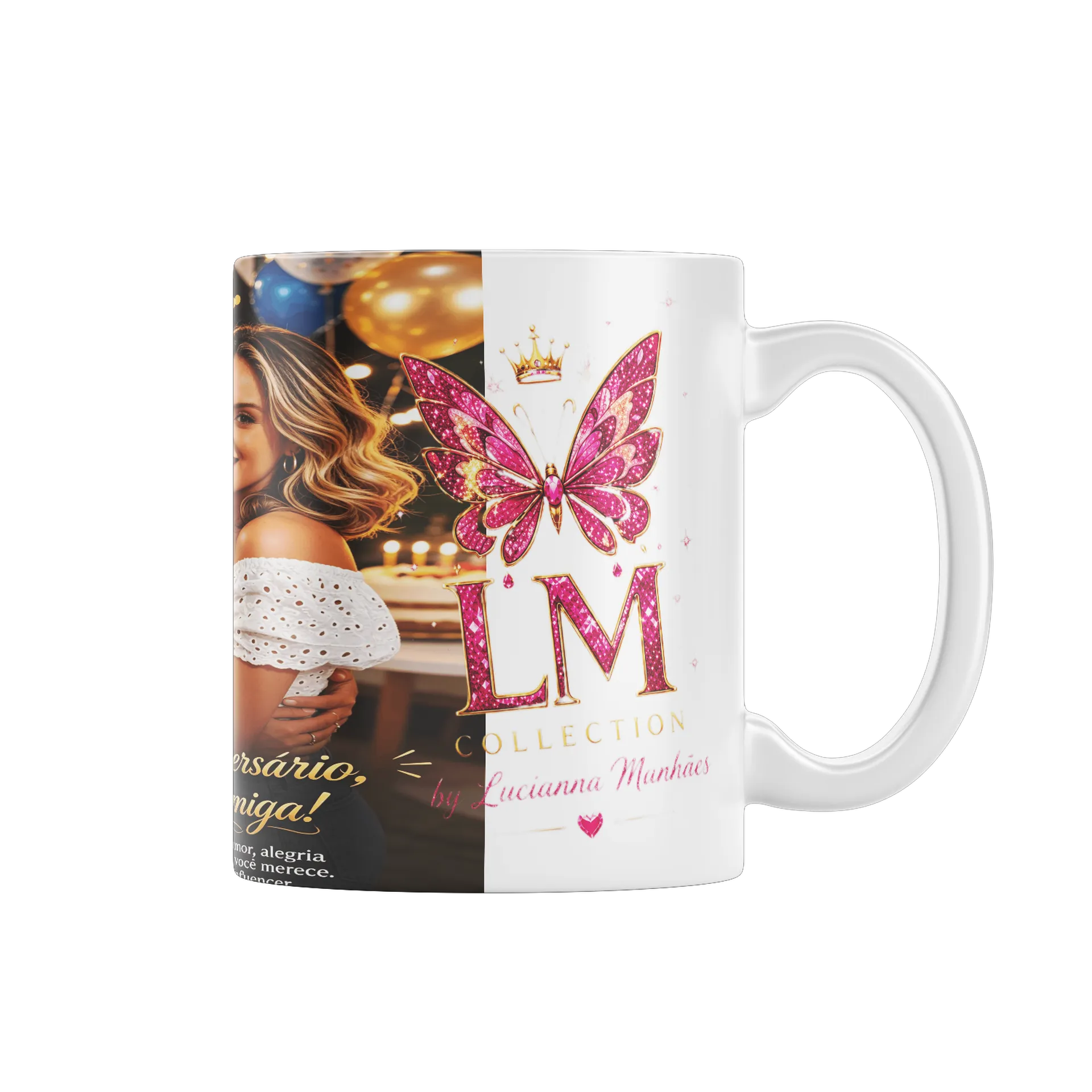 Caneca Porcelana Amizade Feliz Aniversário 325ml - Imagem 1