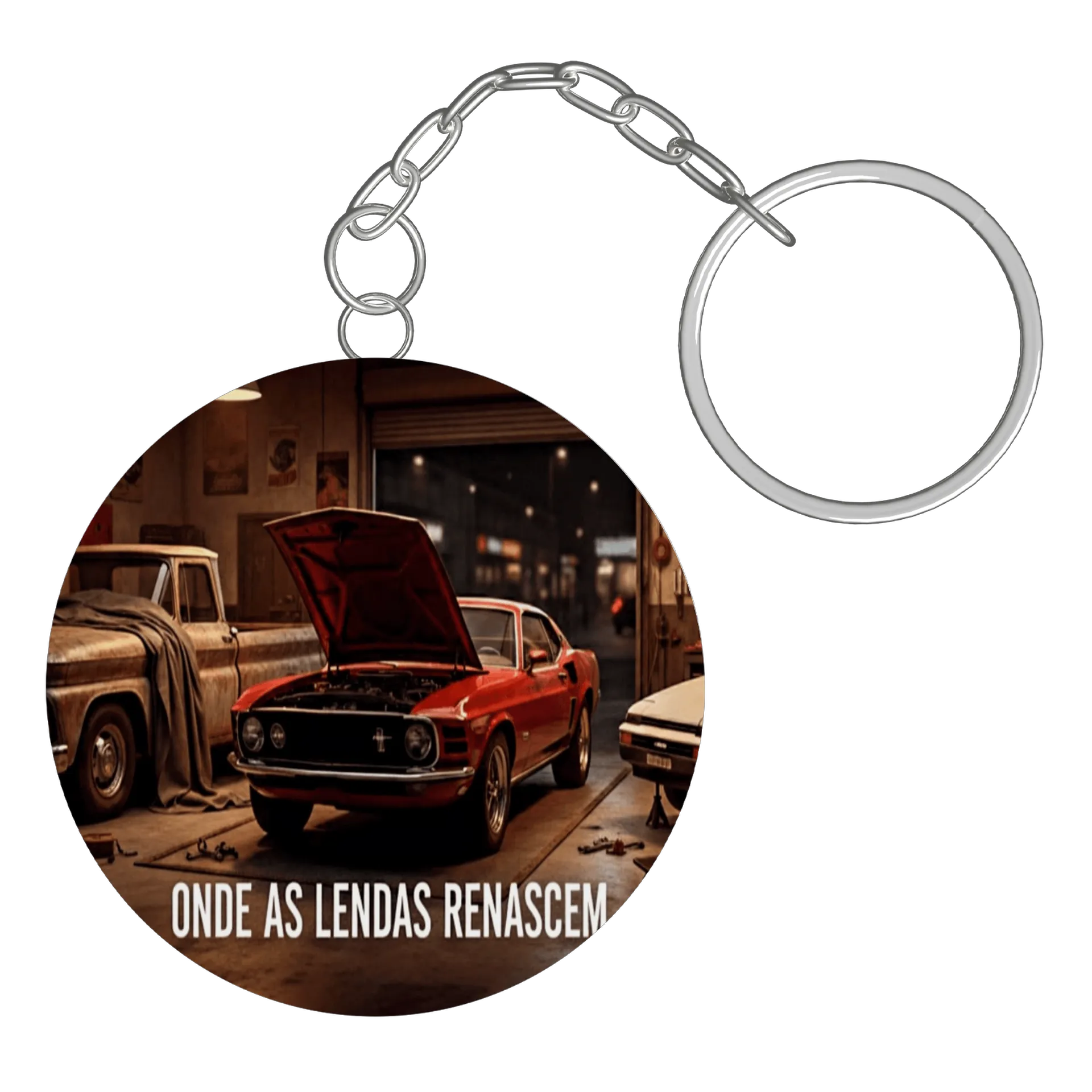 Chaveiro MDF Carro Clássico Vermelho Estampa - Imagem 3