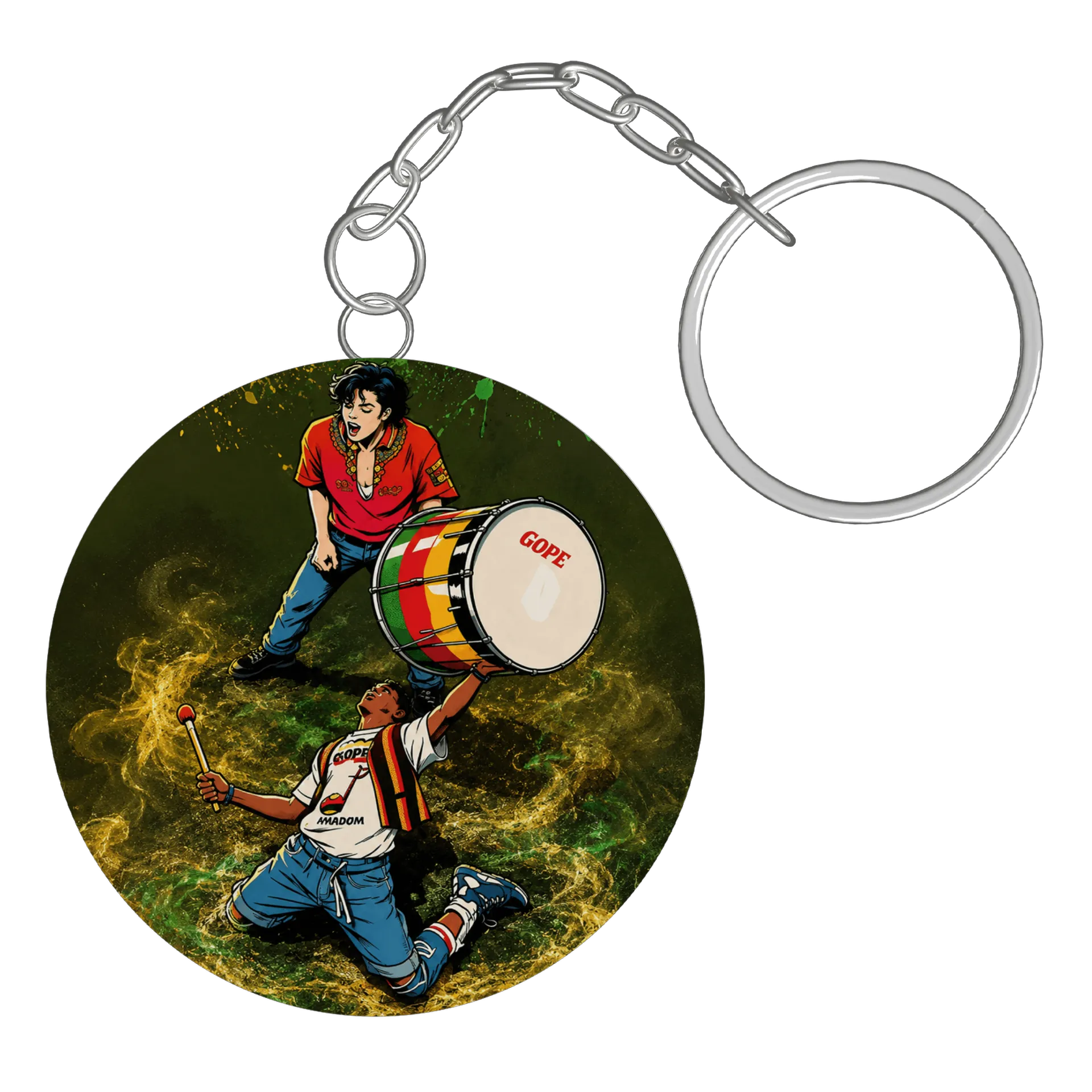 Chaveiro MDF Ilustração de Percussionistas com Bumbo e - Imagem 2