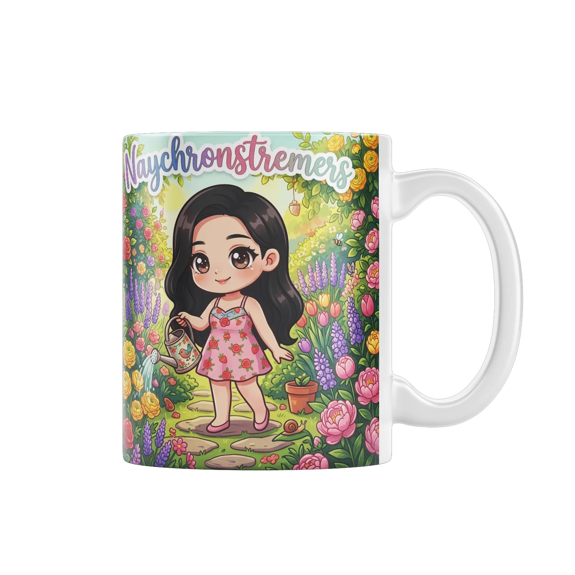 Caneca Naychronstreamers Menina em Jardim de Flores 325ml - Imagem 2