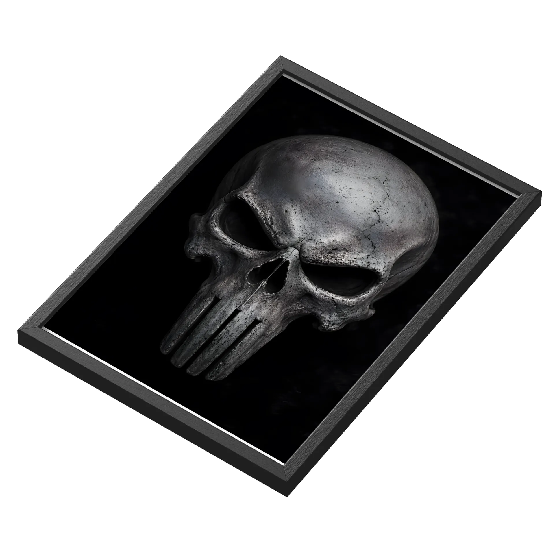 Quadro Caveira Realista em Preto e Cinza A3 com Vidro - Imagem 3