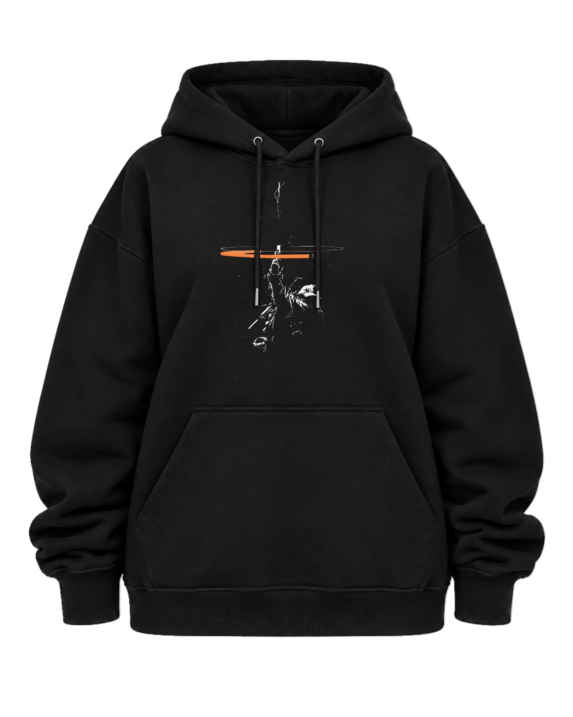 Blusa Moletom Canguru Estampa Tipográfica Branca e Laranja - Imagem 5