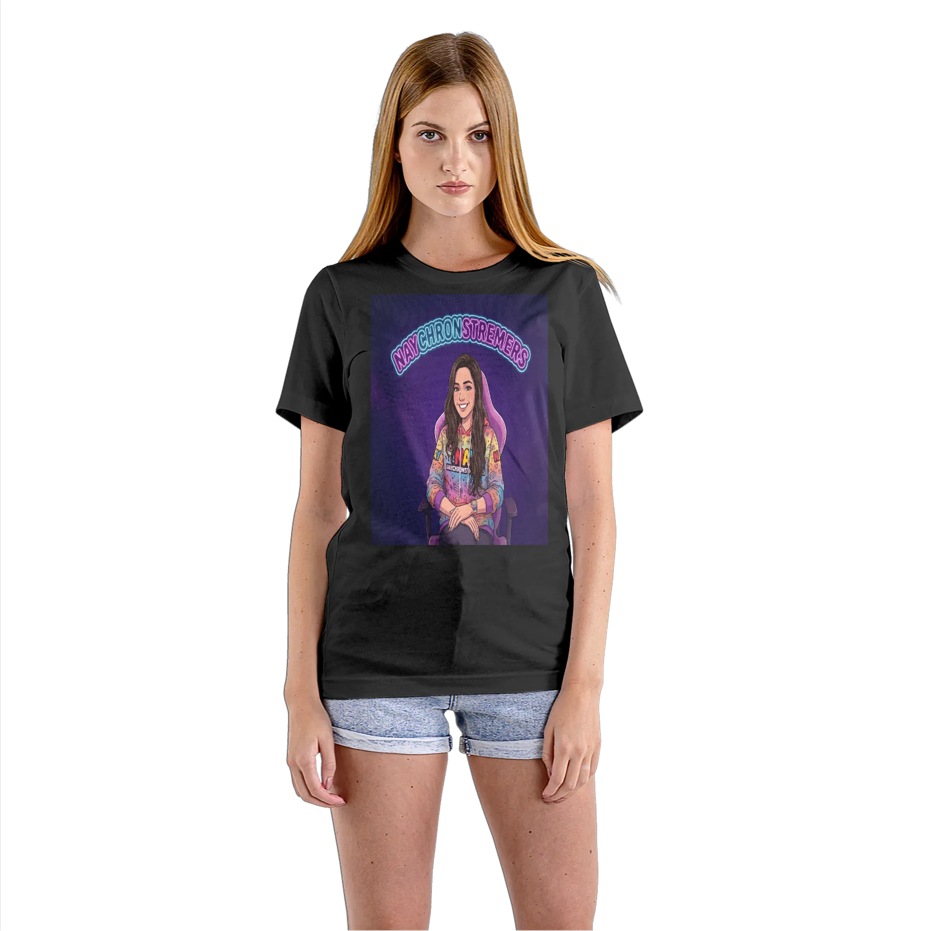 Camiseta Babylook Ilustração de Streamer Naychron 100% - Imagem 3