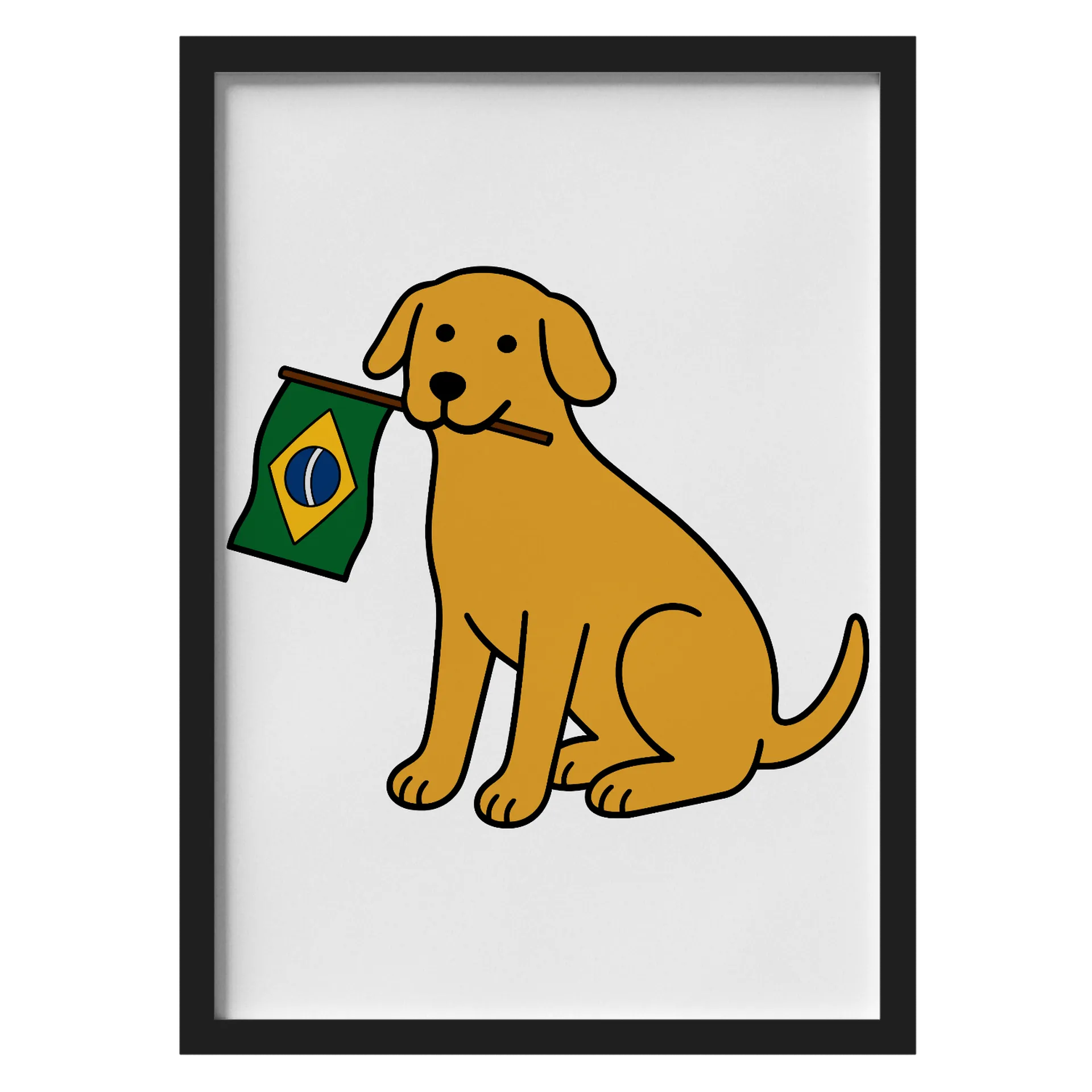 Quadro Cachorro Com Varinha Brasileira A3 MDF e Vidro de Duduzinho — imagem 1 de 3