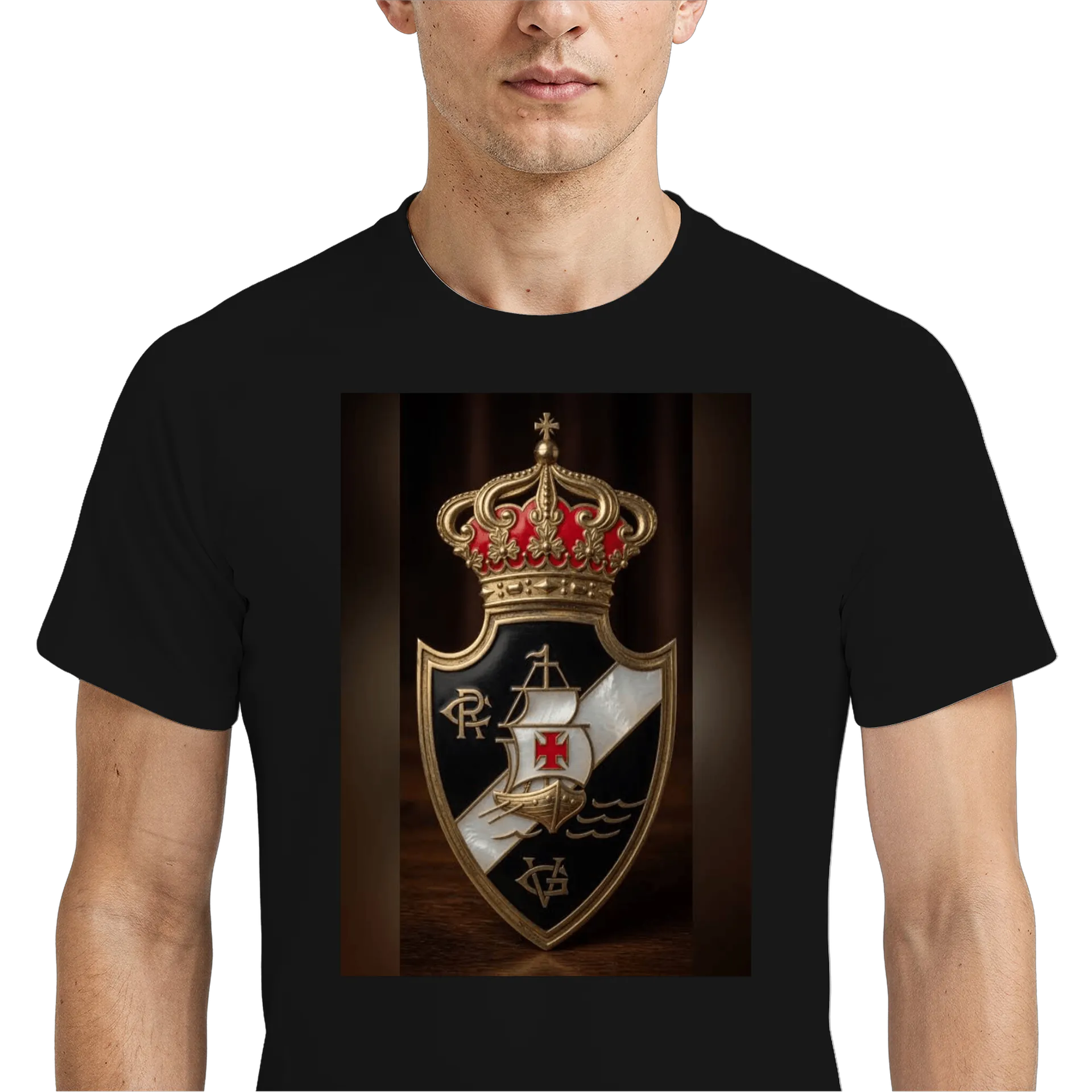 Camiseta Dry Fit Escudo com Navio e Coroa 100% Poliéster - Imagem 4