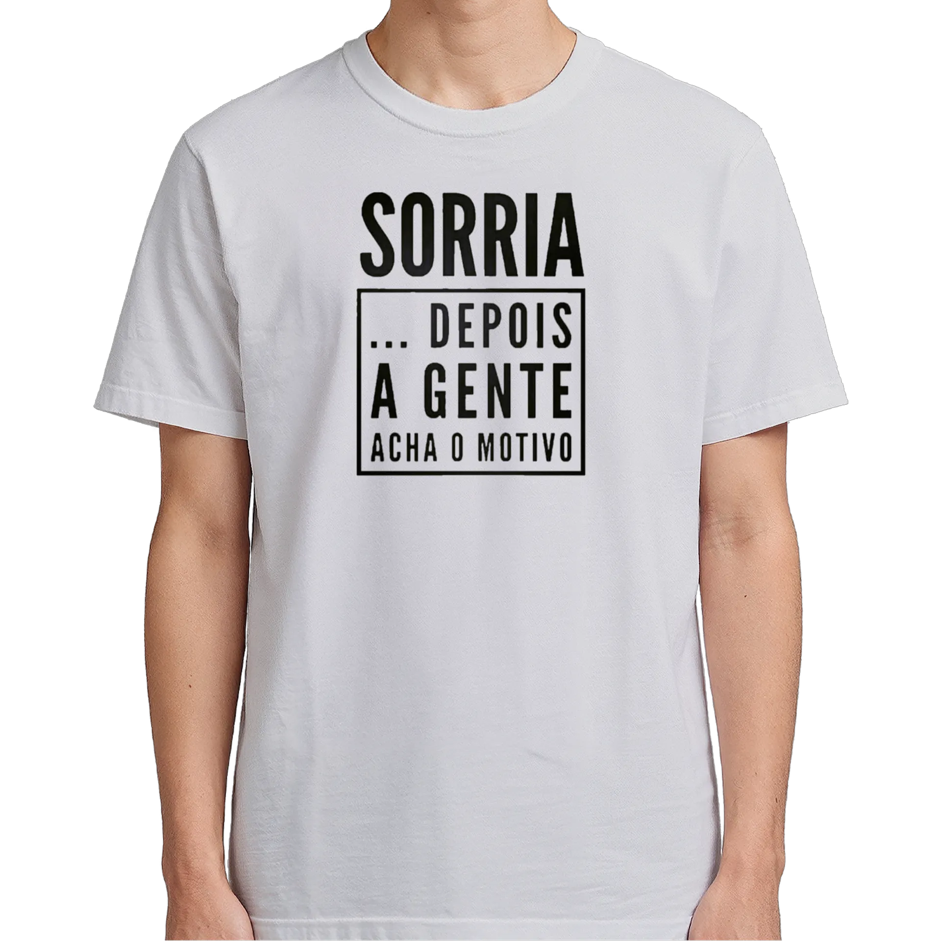Camiseta Estampa Tipográfica Sorria 100% Algodão - Imagem 5