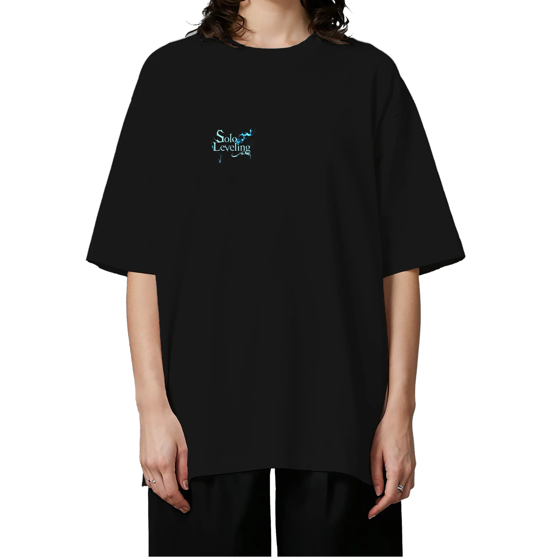 Camiseta Oversized Monarca das Sombras Estilo Anime Azul e - Imagem 3