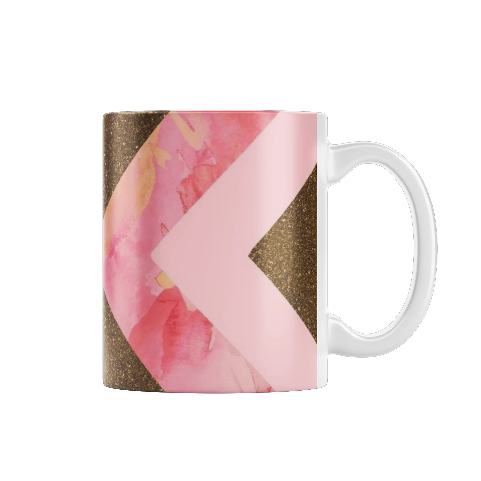 Caneca Porcelana Estampa Rosa Geométrica 325ml - Imagem 1