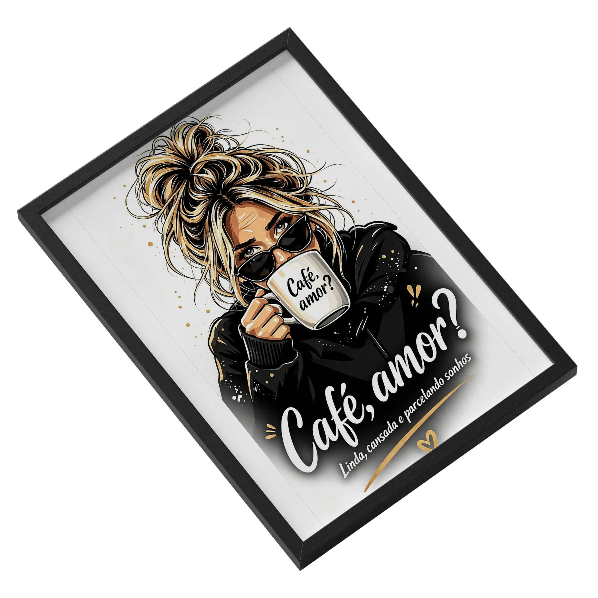 Quadro A3 personalizado Com Vidro Café, Amor? de Graciele Rosa  — imagem 2 de 3