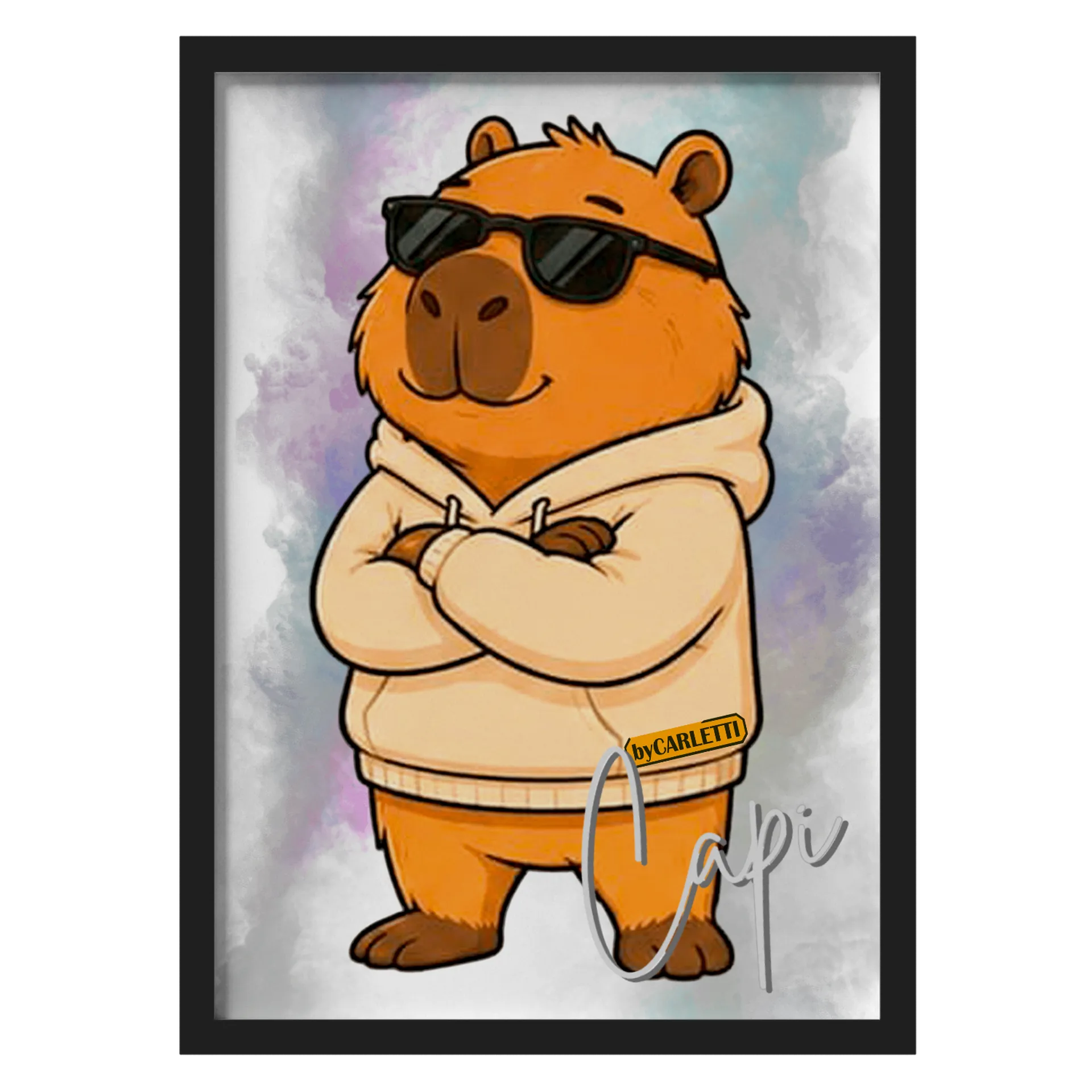 Quadro A3 Capi-Mascote byCARLETTI Com Vidro de Capyverso - byCARLETTI — imagem 1 de 3