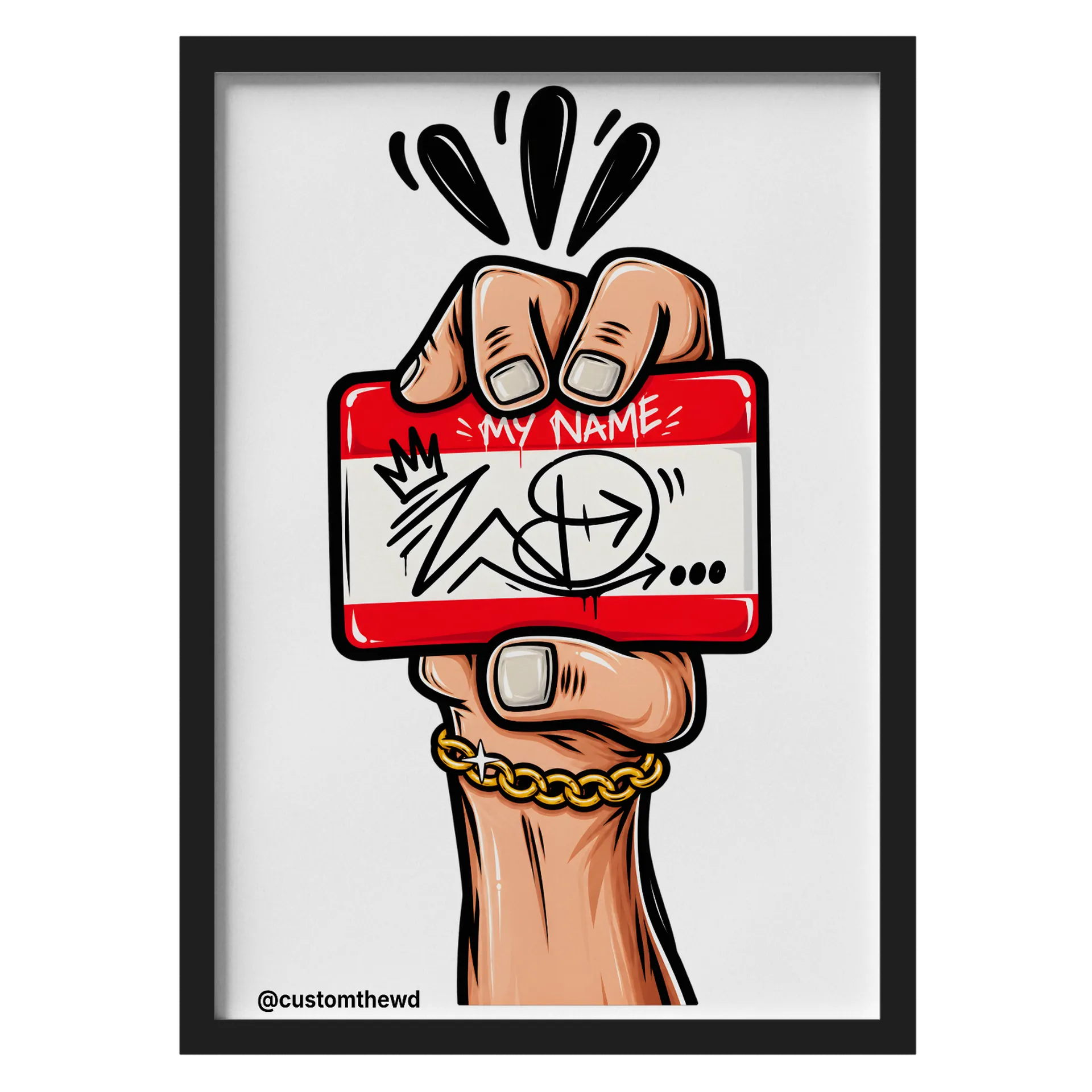 Quadro Mão com Placa Graffiti My Name A3 com Vidro de Custom The WD — imagem 1 de 3