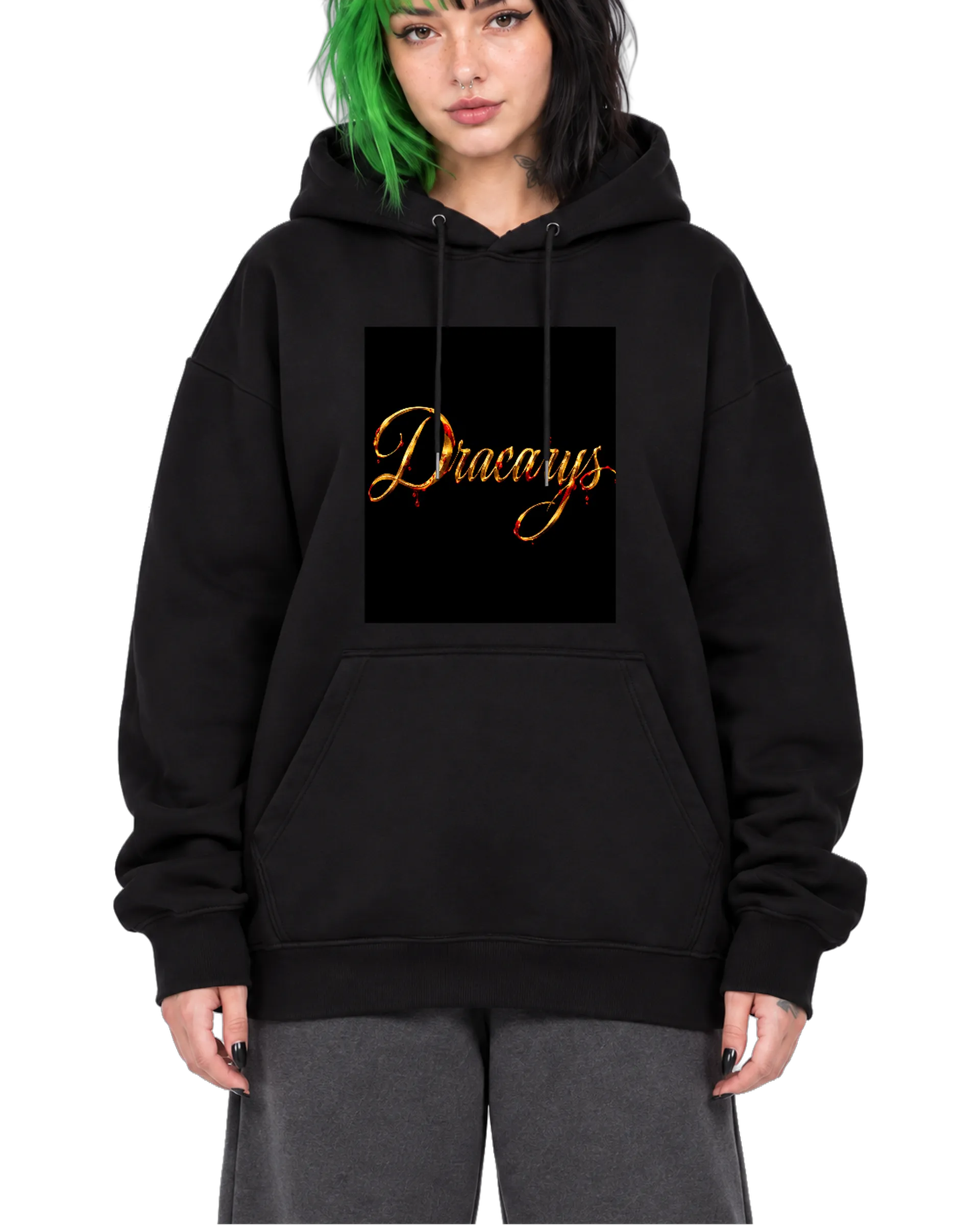 Blusa Moletom Canguru Estampa Tipográfica Dracarys Dourada - Imagem 1