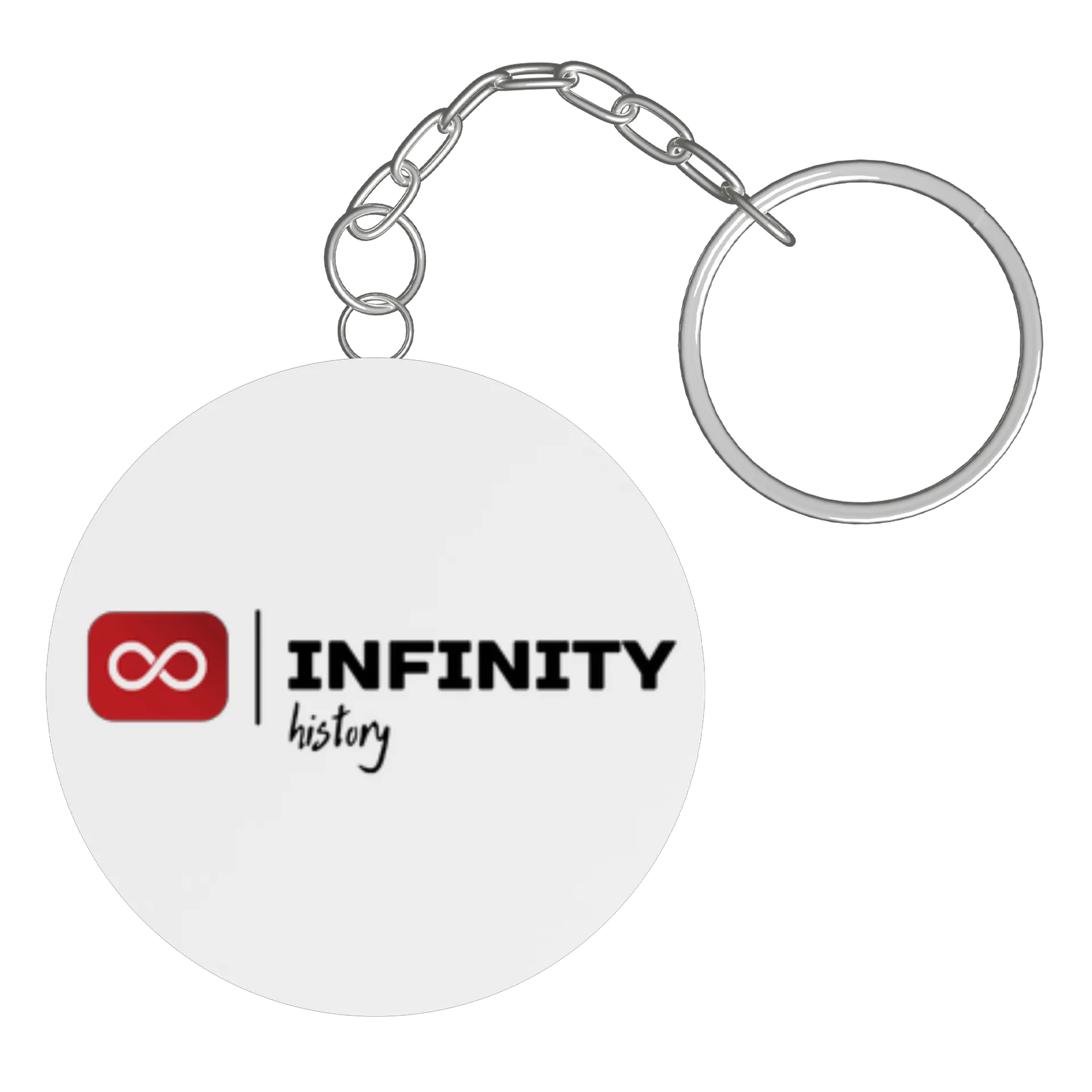 Chaveiro MDF Símbolo do Infinito Branco em Fundo Vermelho de Infinity History — imagem 2 de 3