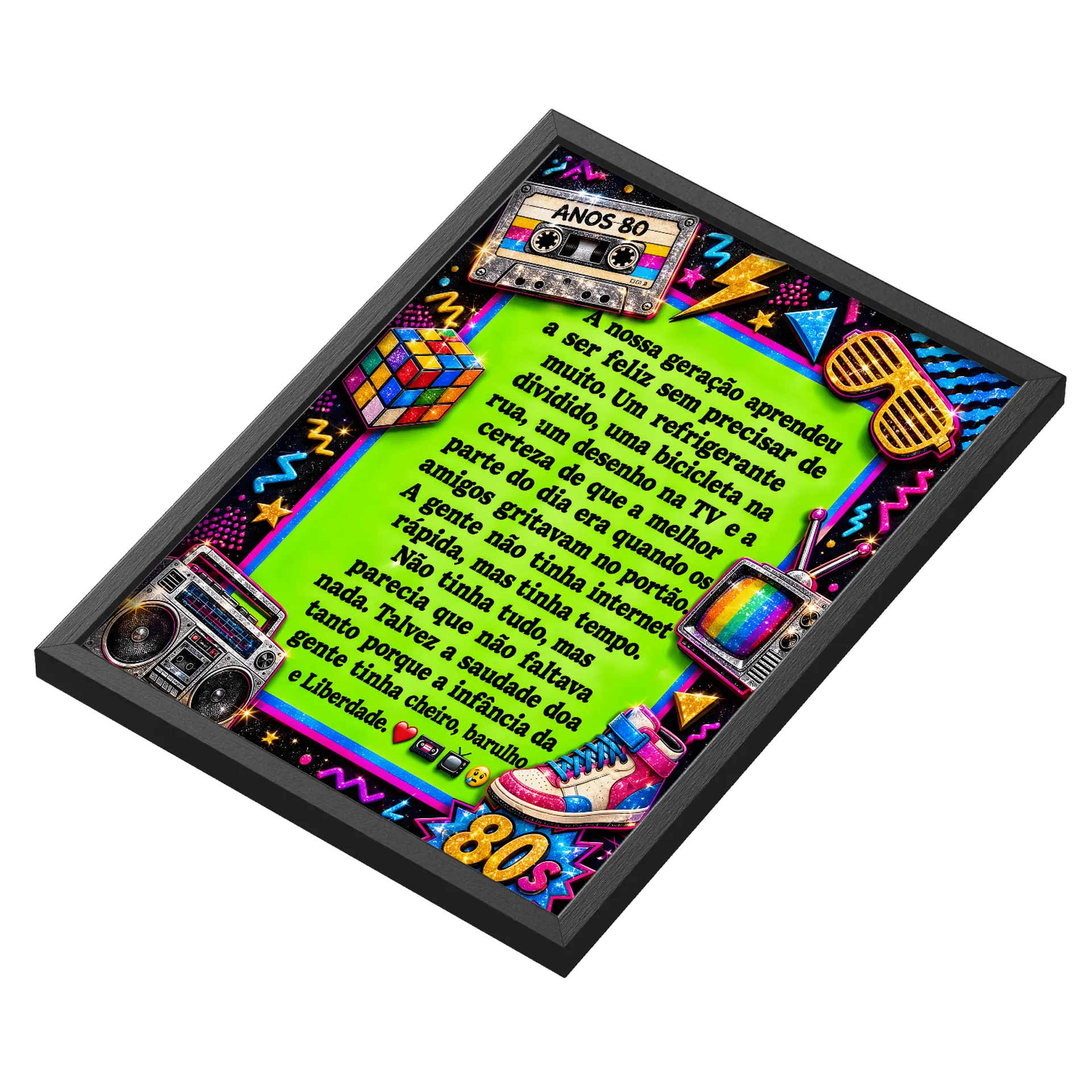 Quadro Anos 80 Estampa Neon Pop A3 MDF Vidro - Imagem 3
