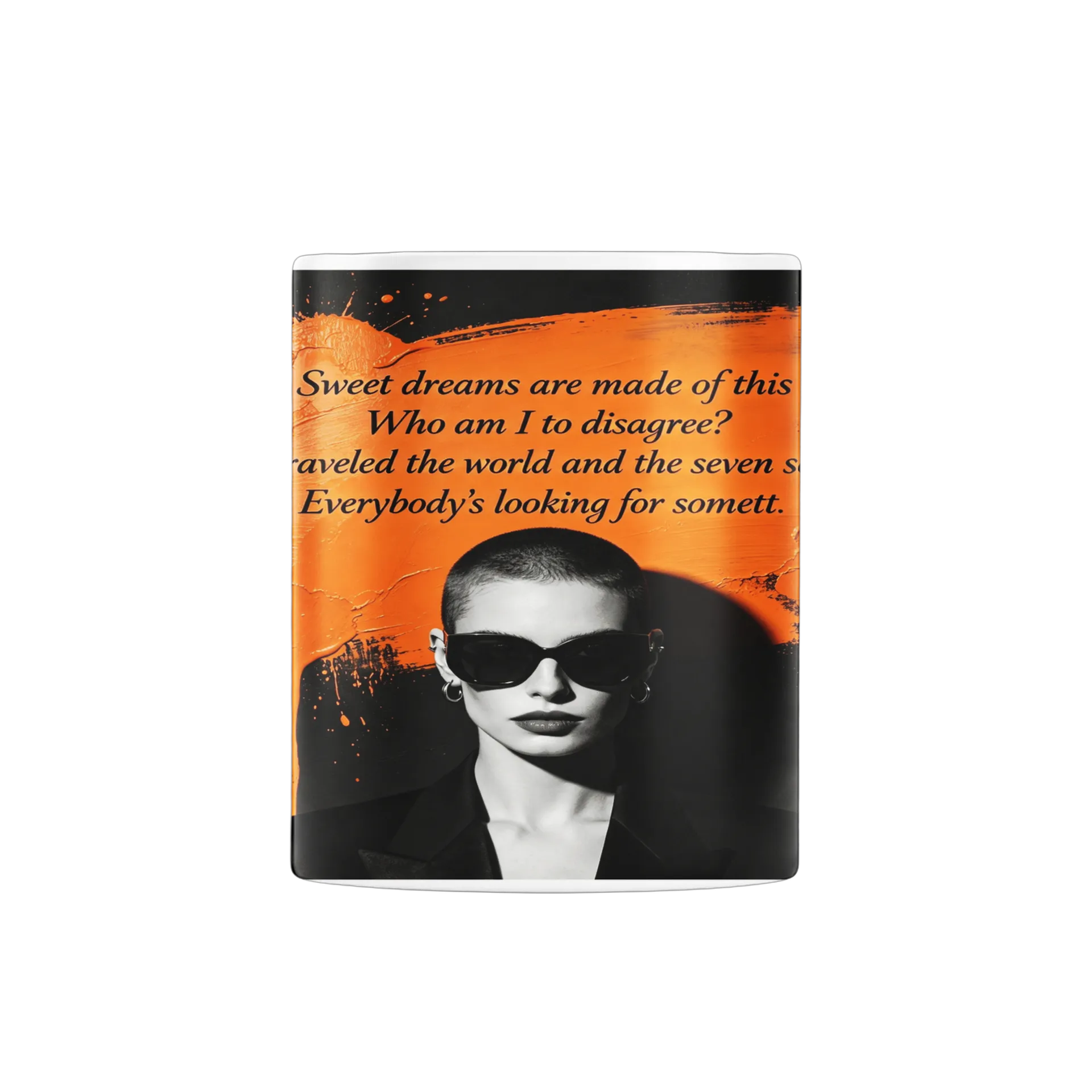 Caneca Pintura Laranja com Frase Sweet Dreams 325ml - Imagem 1